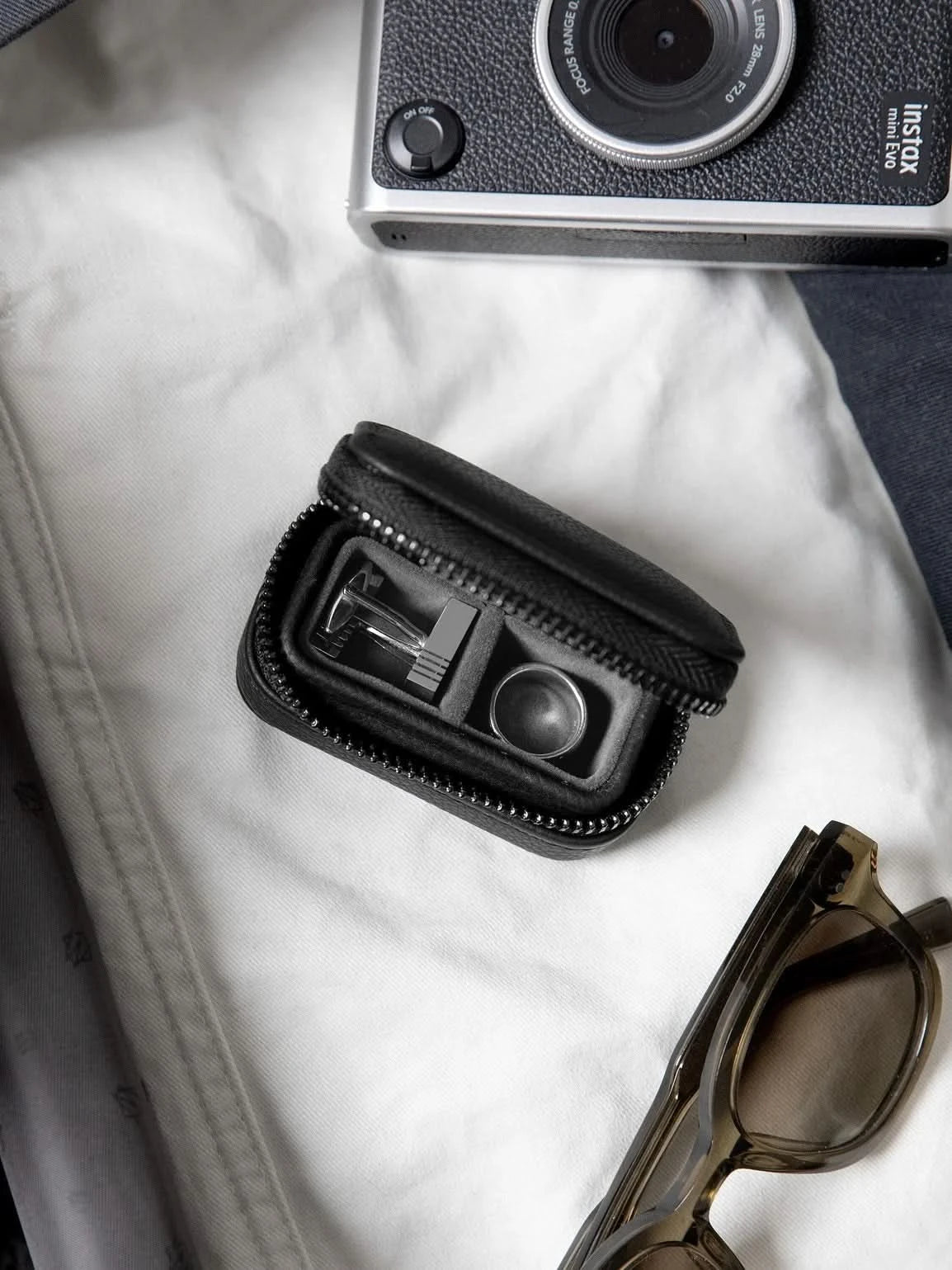 Stackers Reisdoosje met rits voor manchetknopen Zwart - Mystackers