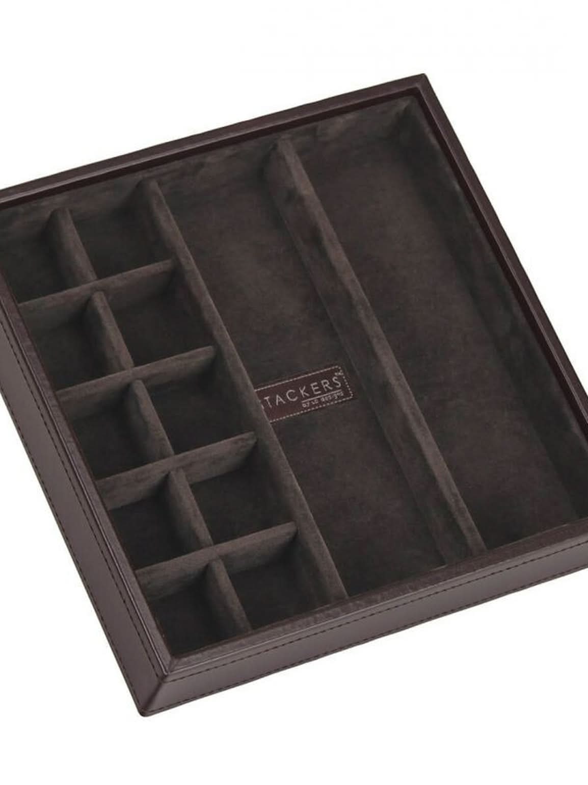 Stackers Horloge & Manchetknopenbox Bruin Fluweel - Mystackers