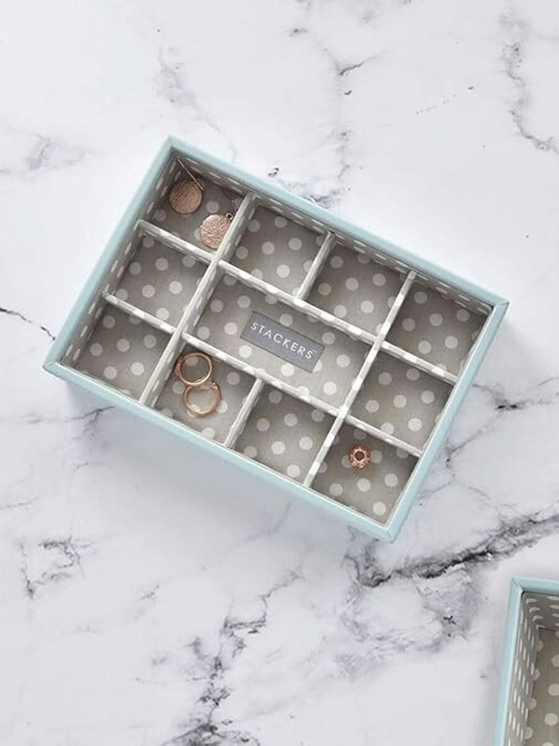 Stackers Mini Ringennlaag Aqua/Grijs met Polkadots - Mystackers