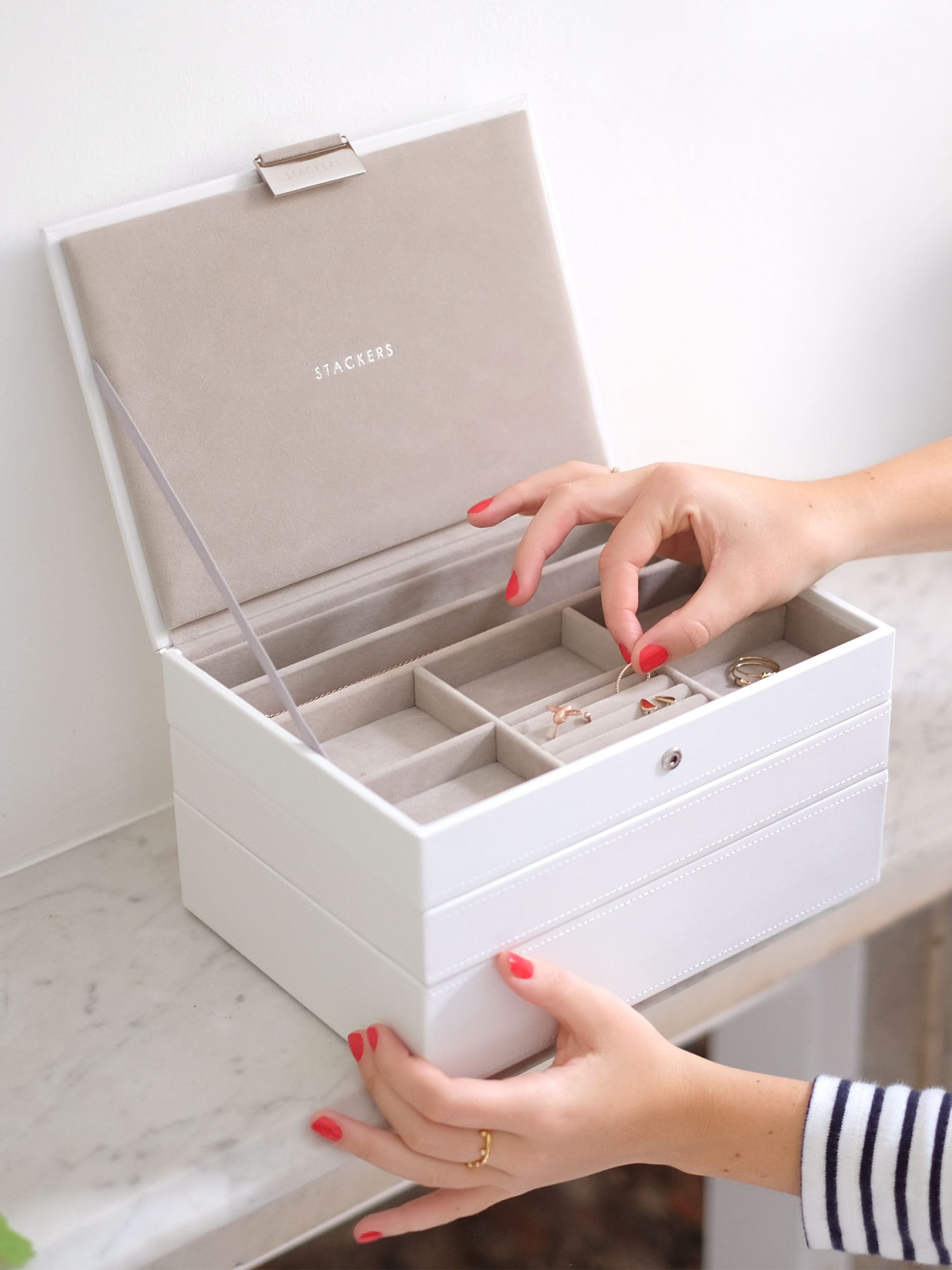 Stackers Klassieke Juwelendoos Set van 3 Wit - Mystackers