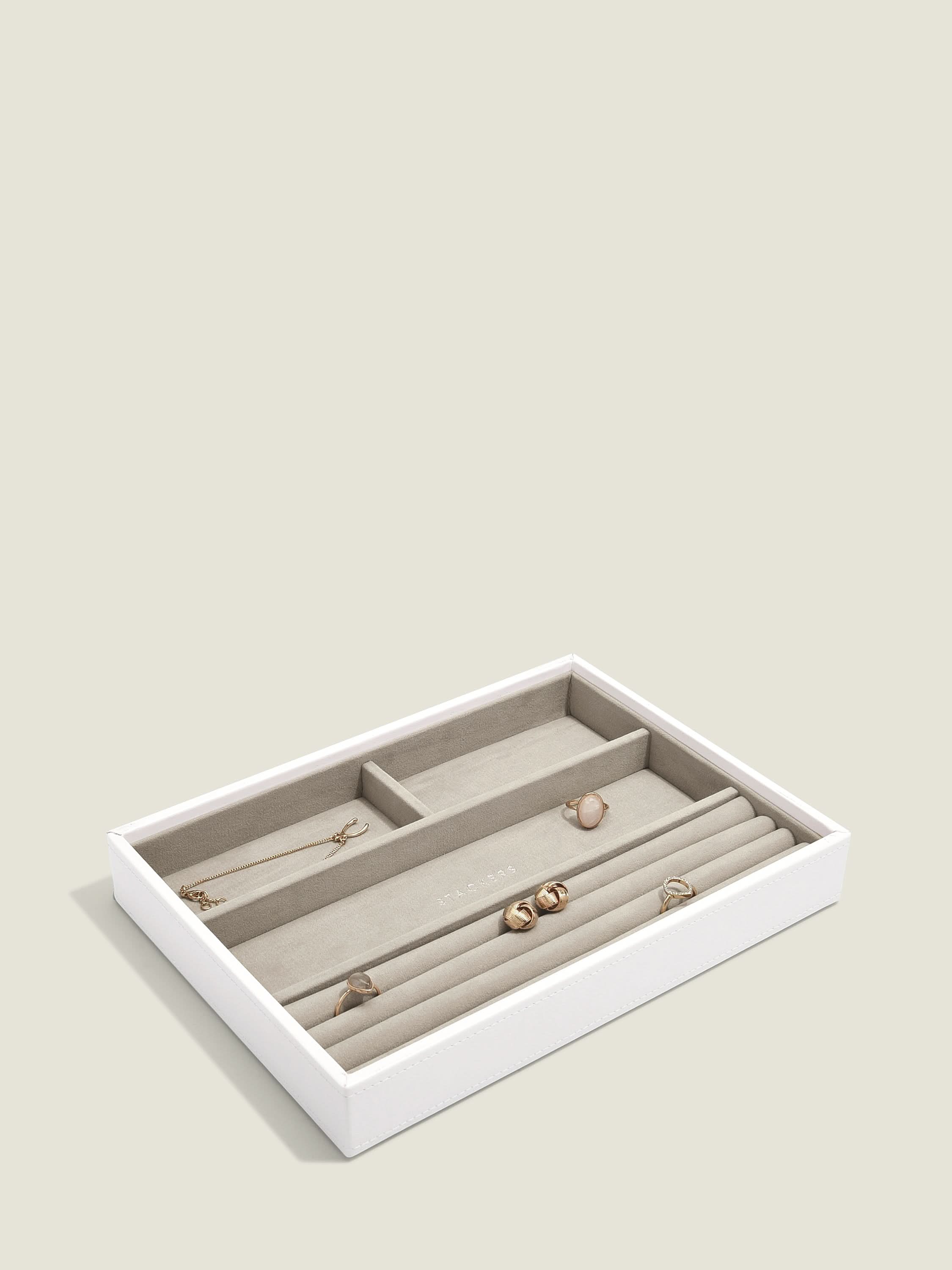 Stackers Ring & Armbandenlaag voor Klassieke Juwelendoos Wit - Mystackers