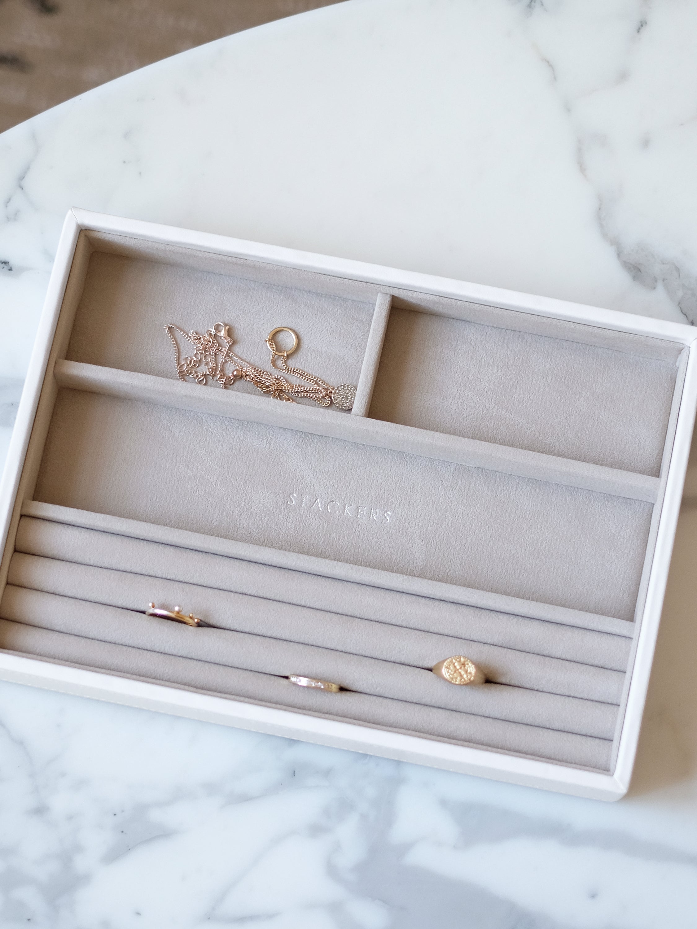 Stackers compartiment pour bagues & bracelets pour boîte à bijoux classique Blanc