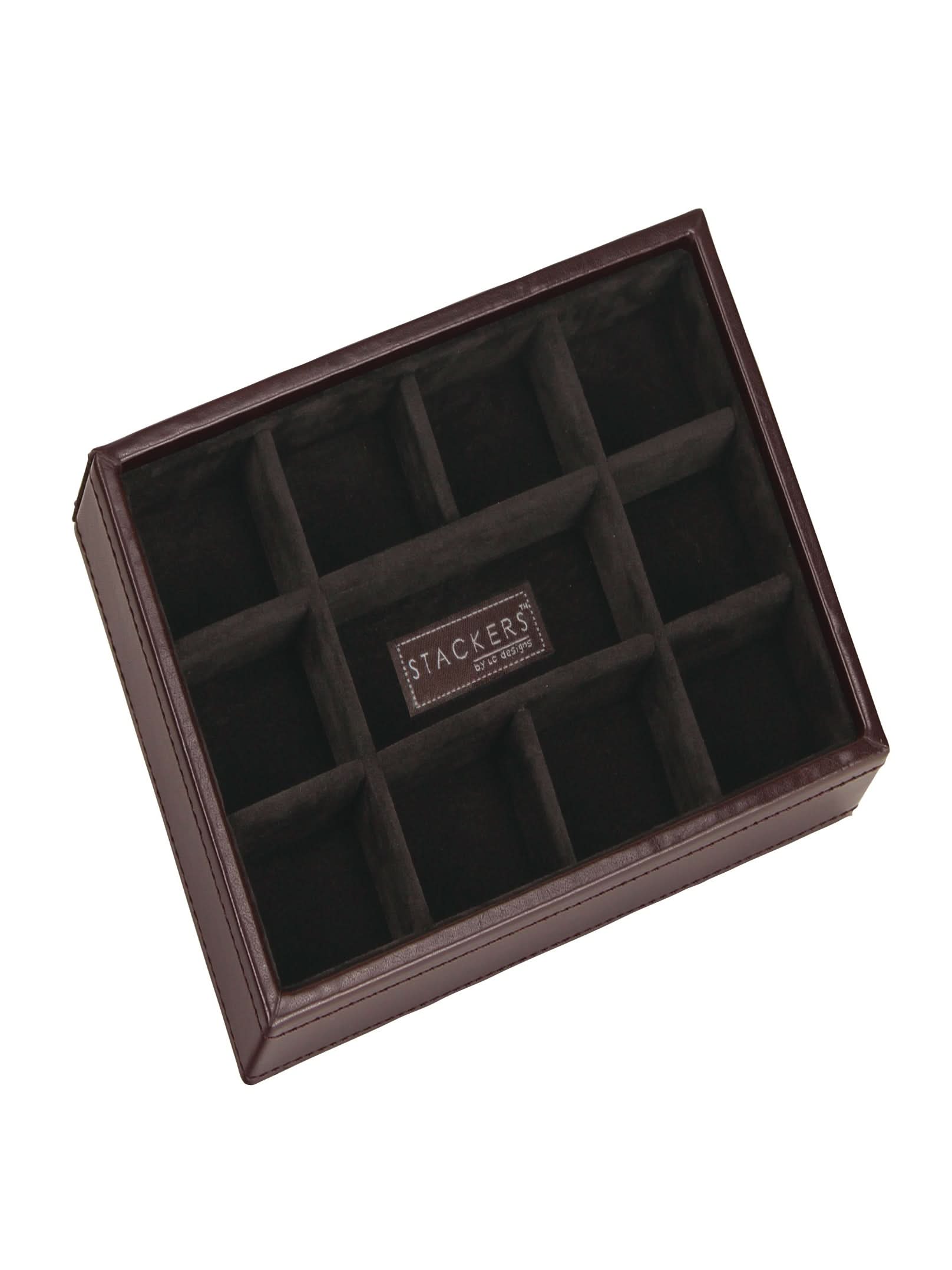 Stackers Mini Manchetknopenlaag Bruin Fluweel - Mystackers