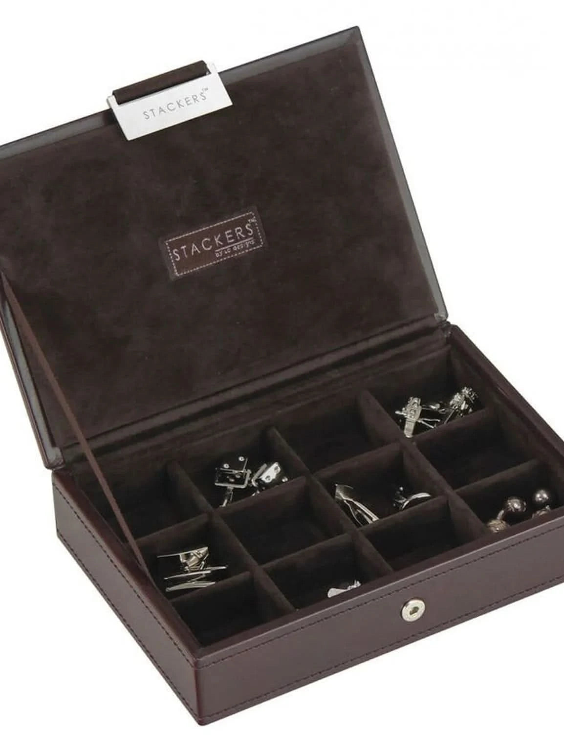 Stackers Mini Juwelendoos Set van 2 Bruin Fluweel - Mystackers