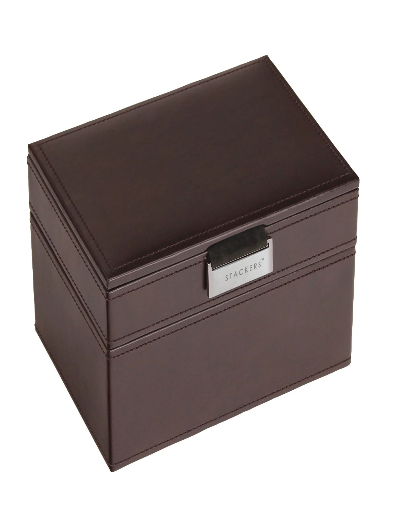 Stackers Mini Juwelendoos Set van 2 Bruin Fluweel - Mystackers