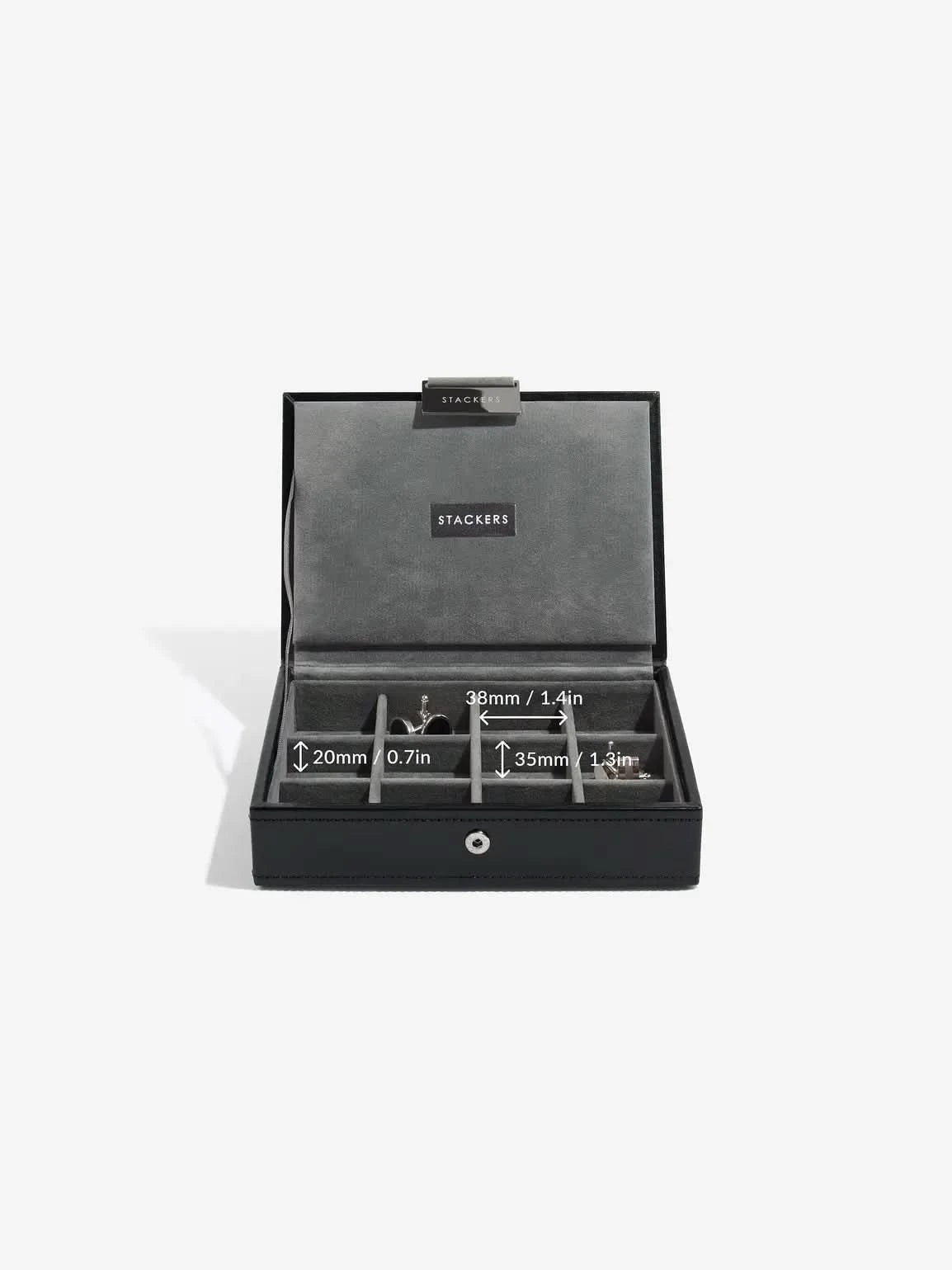 Stackers Mini Set van 2 - Horloge- & Manchetknopendoosje Zwart Fluweel - Mystackers