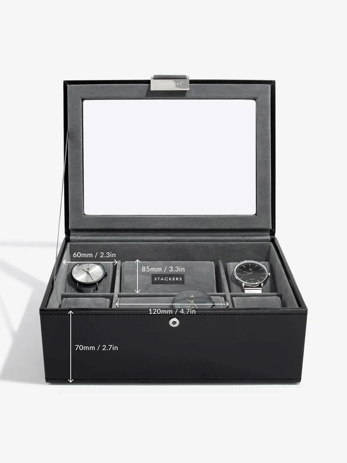 Stackers Achtdelige Horlogebox Top Zwart Fluweel - Mystackers