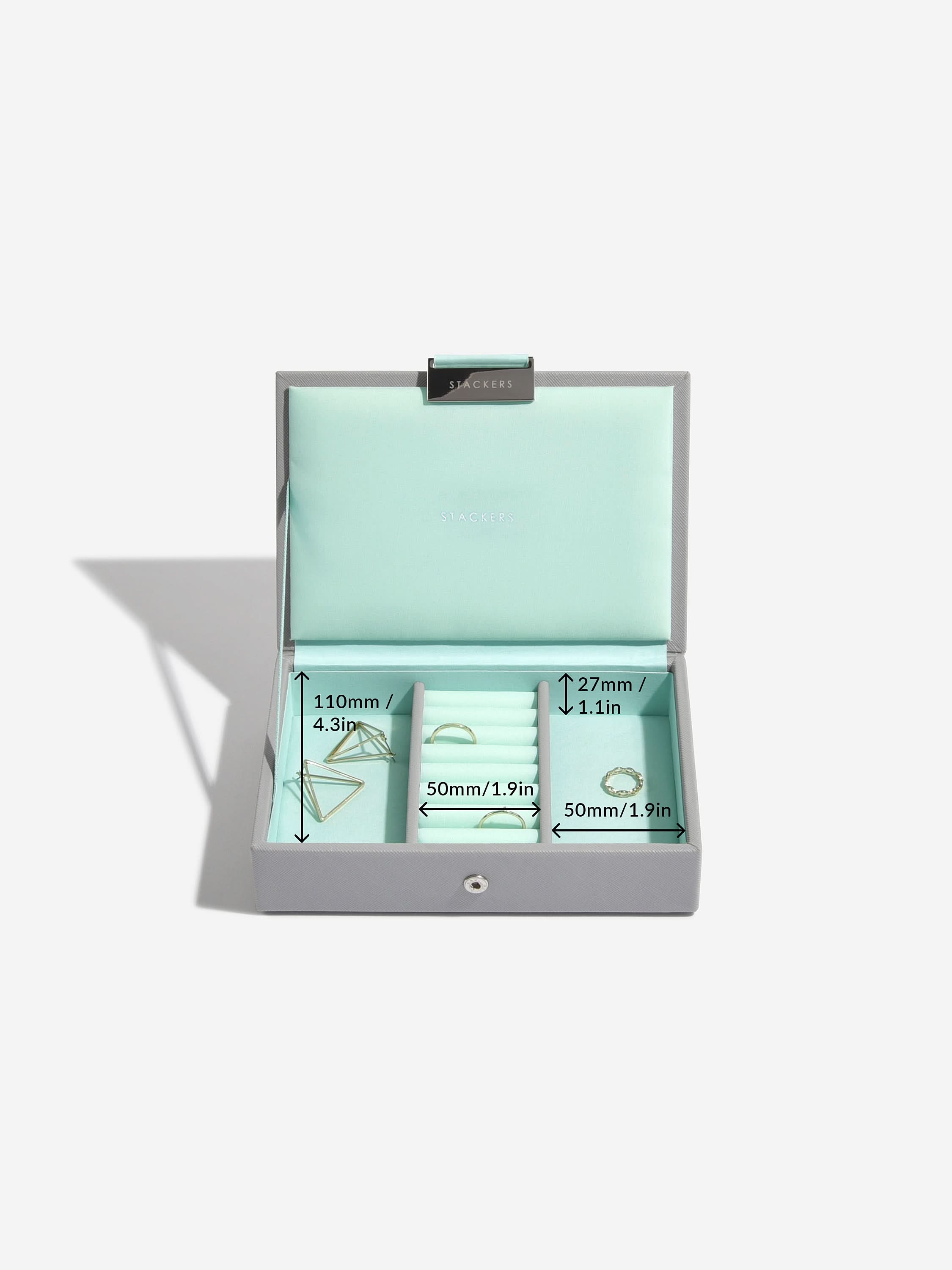 Stackers Deksel voor Mini Juwelendoos Grijs & Munt - Mystackers