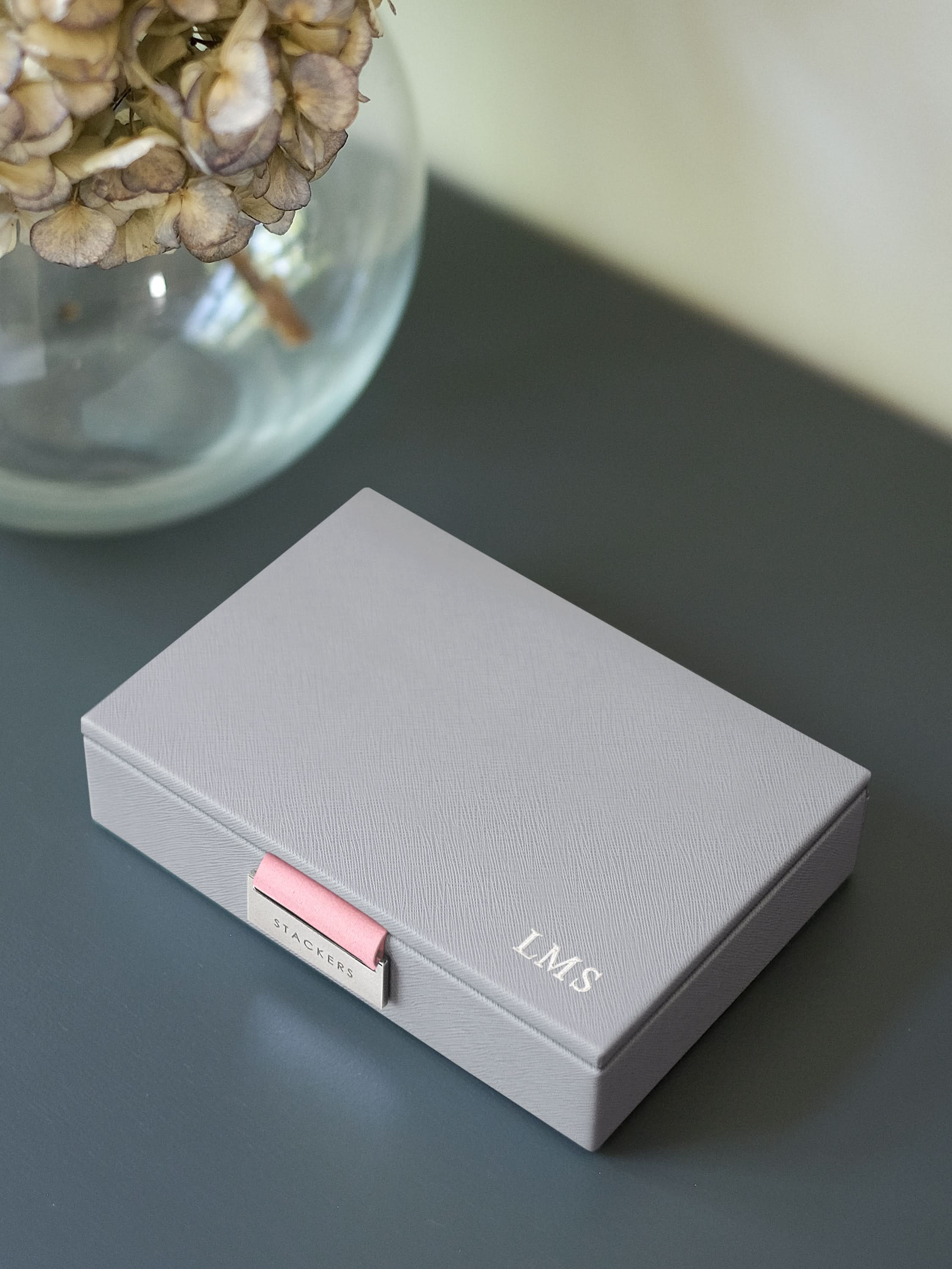 Stackers Deksel voor Mini Juwelendoos Grijs & Roze - Mystackers