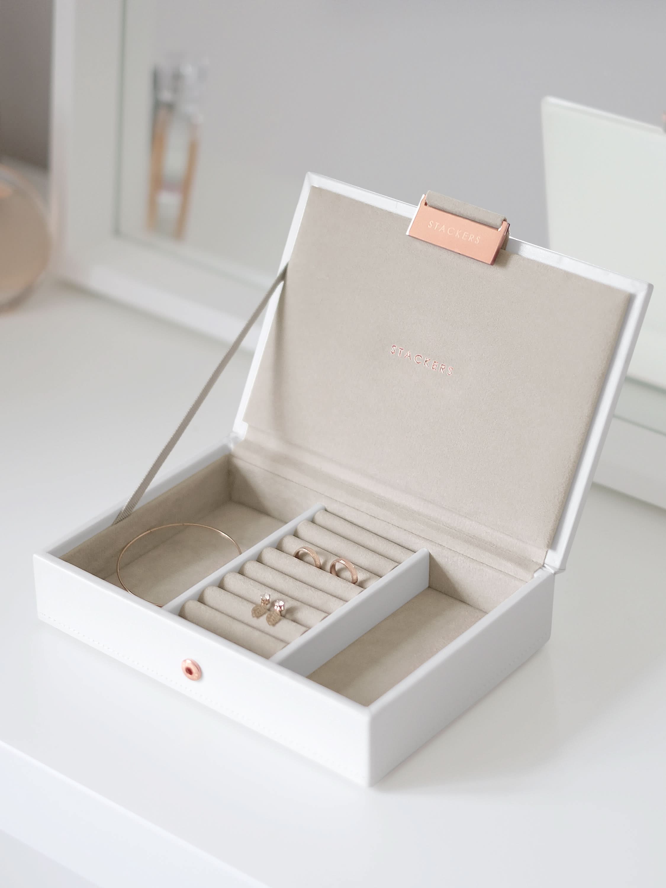 Stackers Deksel voor Mini Juwelendoos Wit & Roze - Mystackers