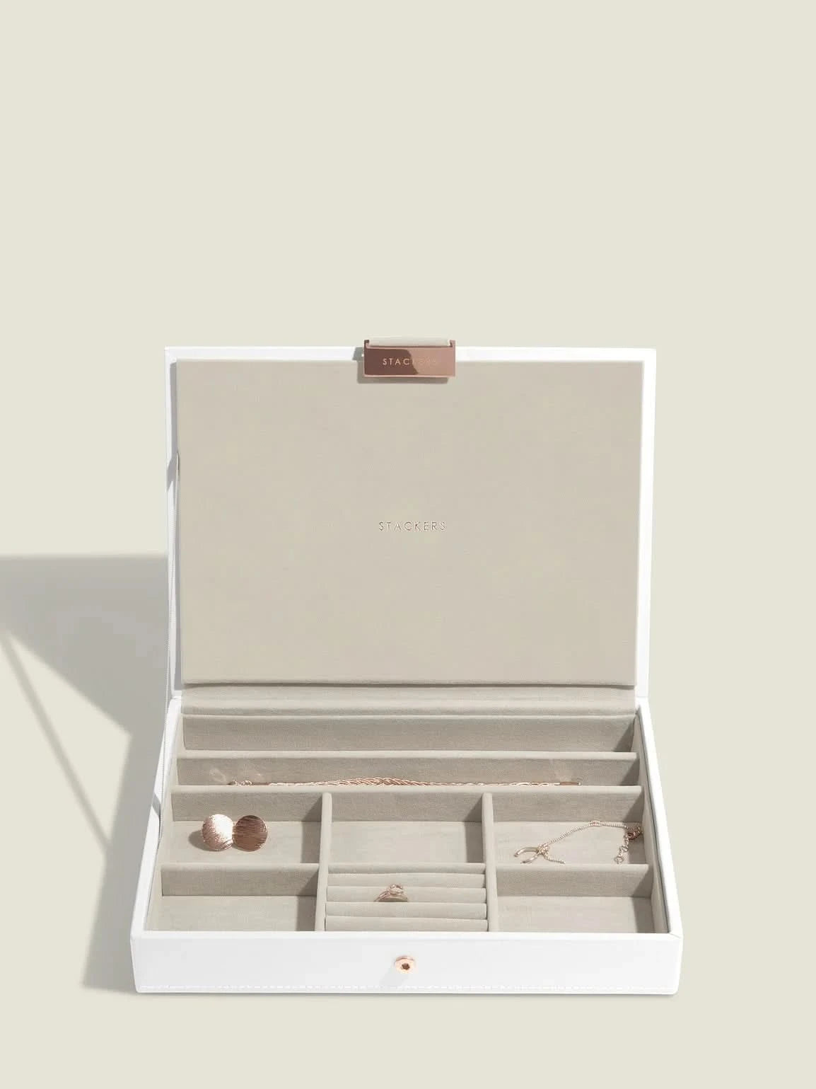 Stackers Deksel voor Klassieke Juwelendoos Wit & Roze - Mystackers