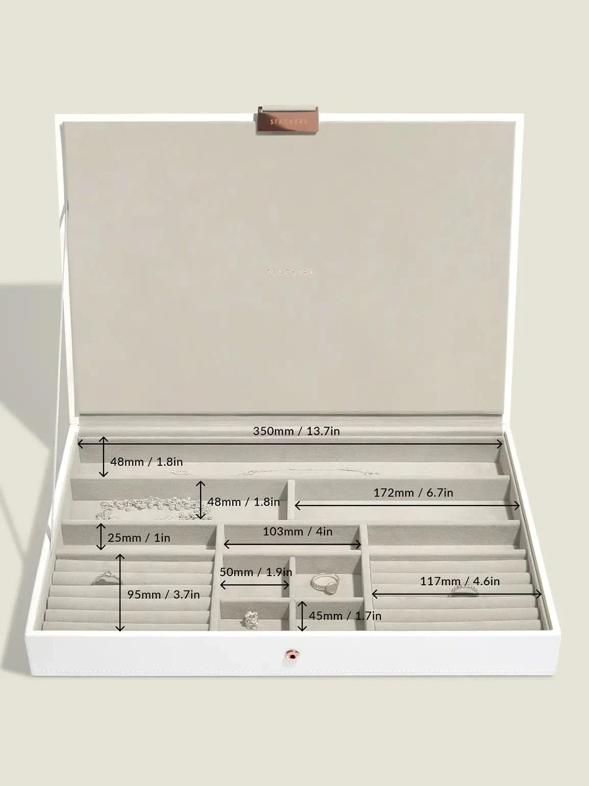 Stackers Deksel voor XL Juwelendoos Wit & Roze - Mystackers