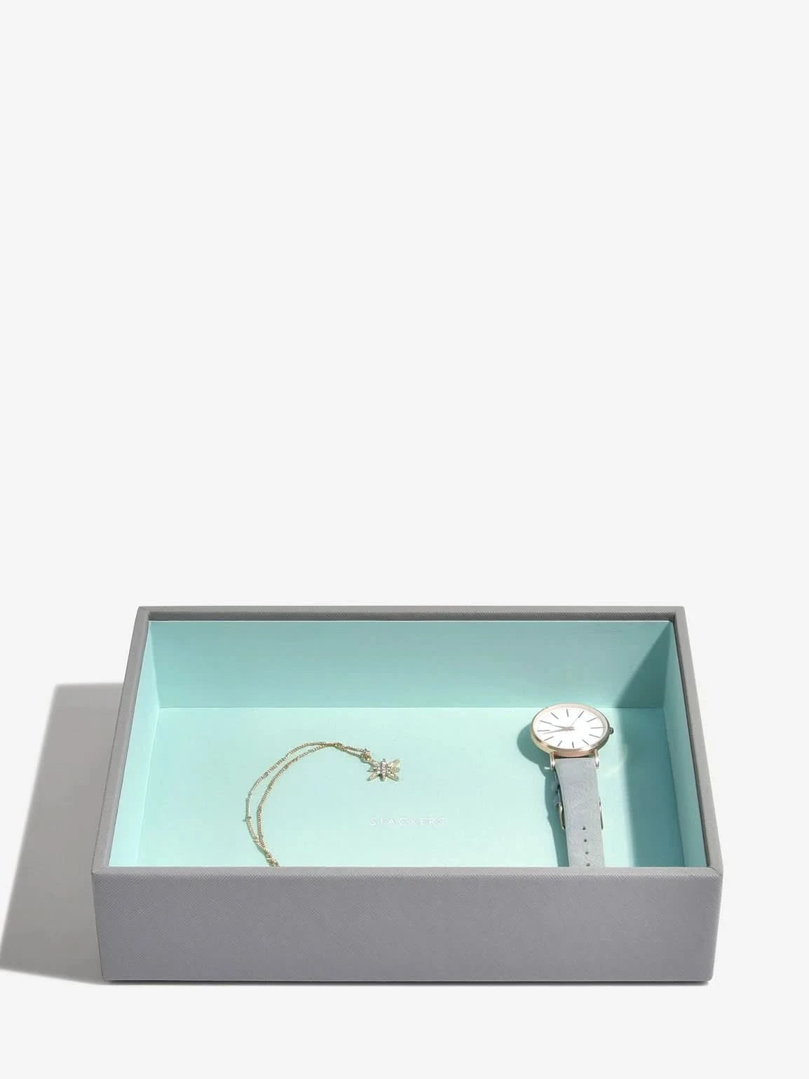 Stackers diepe Sieradenlaag voor Klassieke Juwelendoos Grijs & Munt - Mystackers