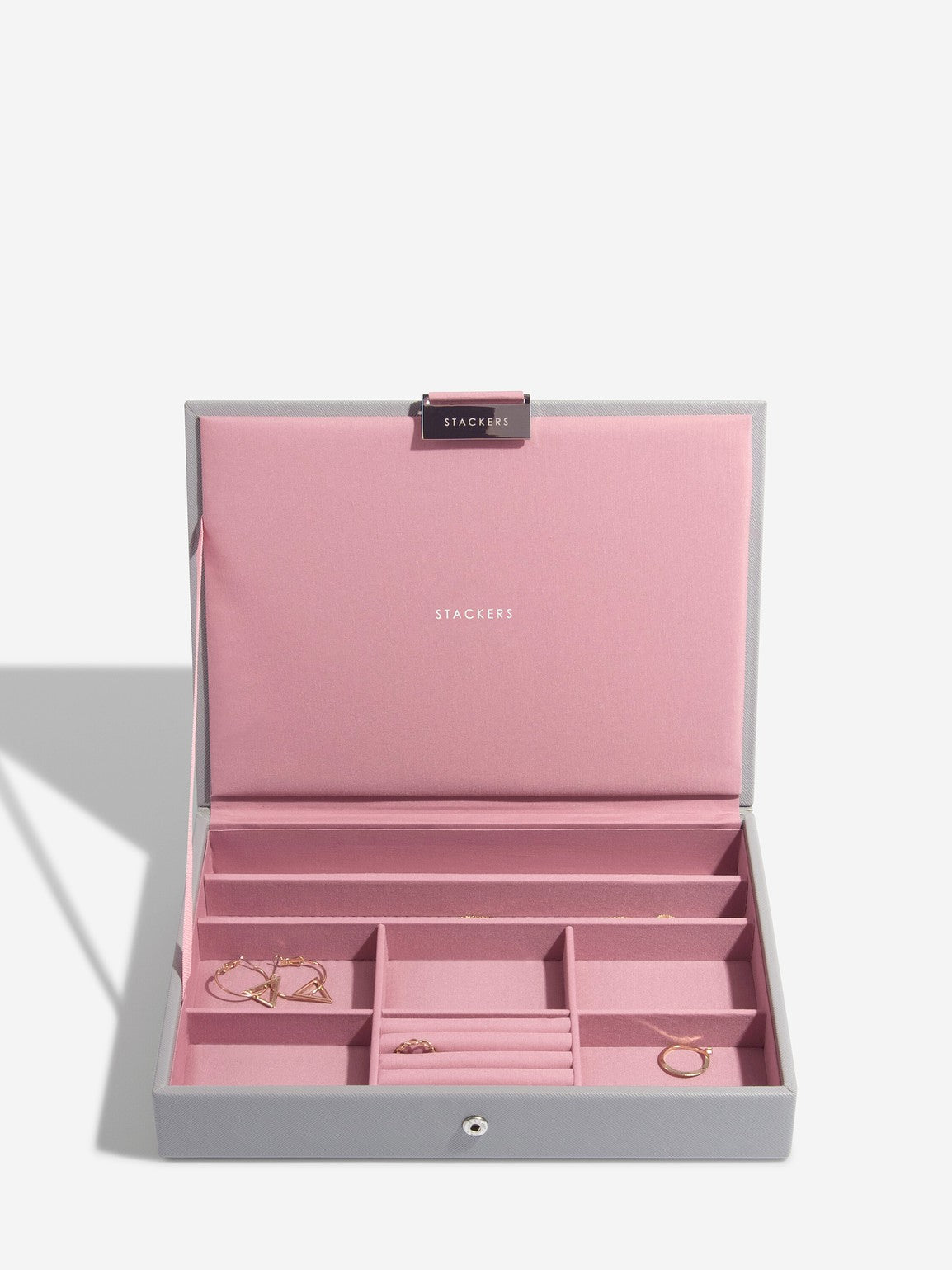 Stackers Deksel voor Klassieke Juwelendoos Grijs & Roze - Mystackers
