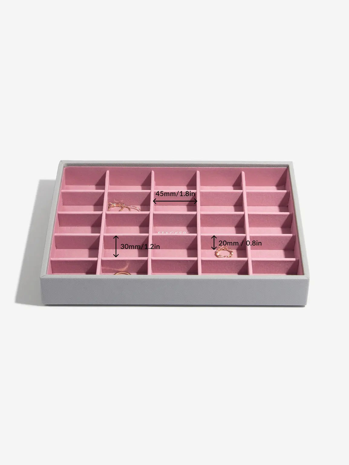 Stackers kleine Sieradenlaag voor Klassieke Juwelendoos Grijs & Roze - Mystackers