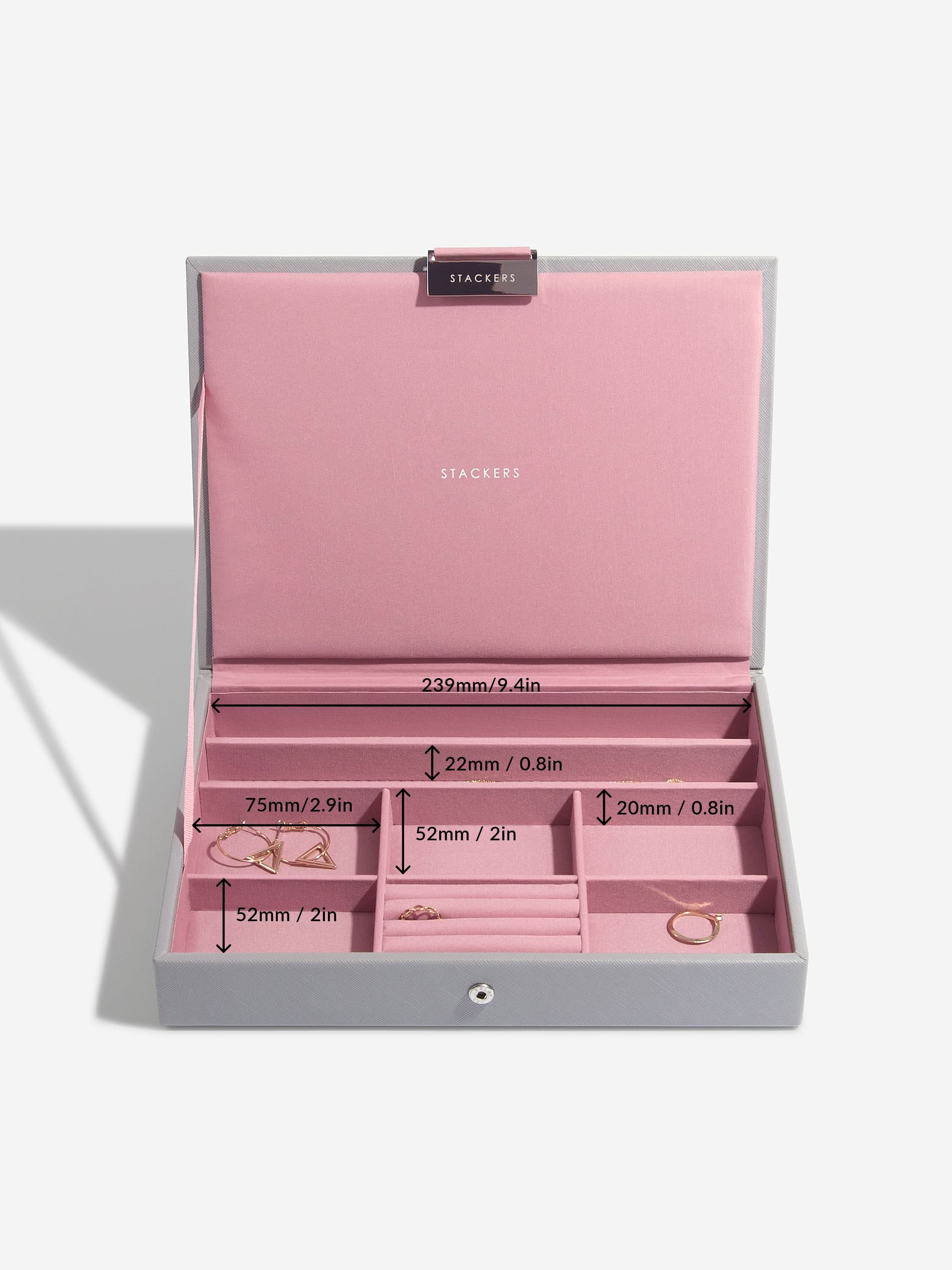 Stackers Klassieke Juwelendoos Set van 3 Grijs & Roze - Mystackers