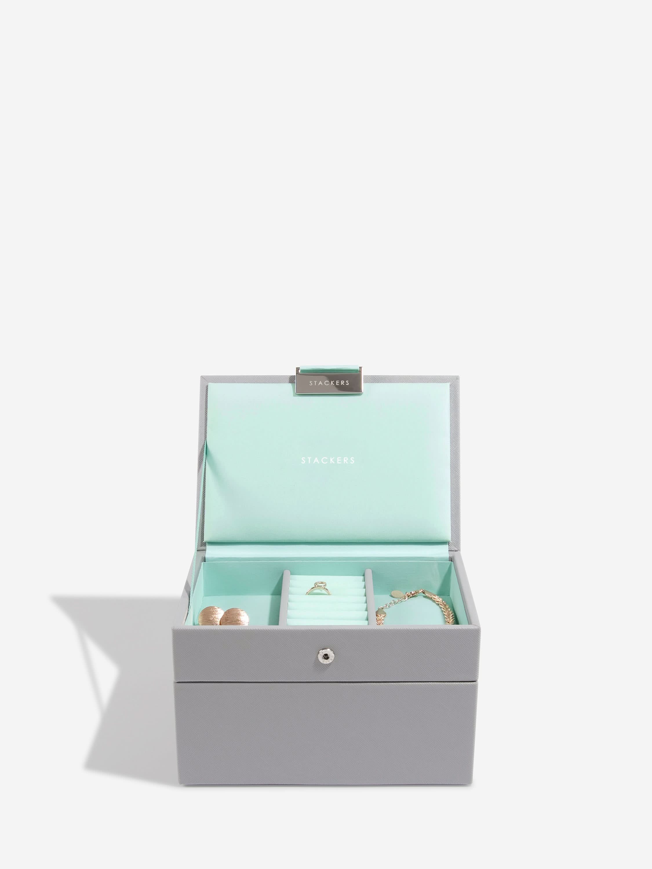 Stackers Mini Juwelendoos Set van 2 Grijs & Munt - Mystackers