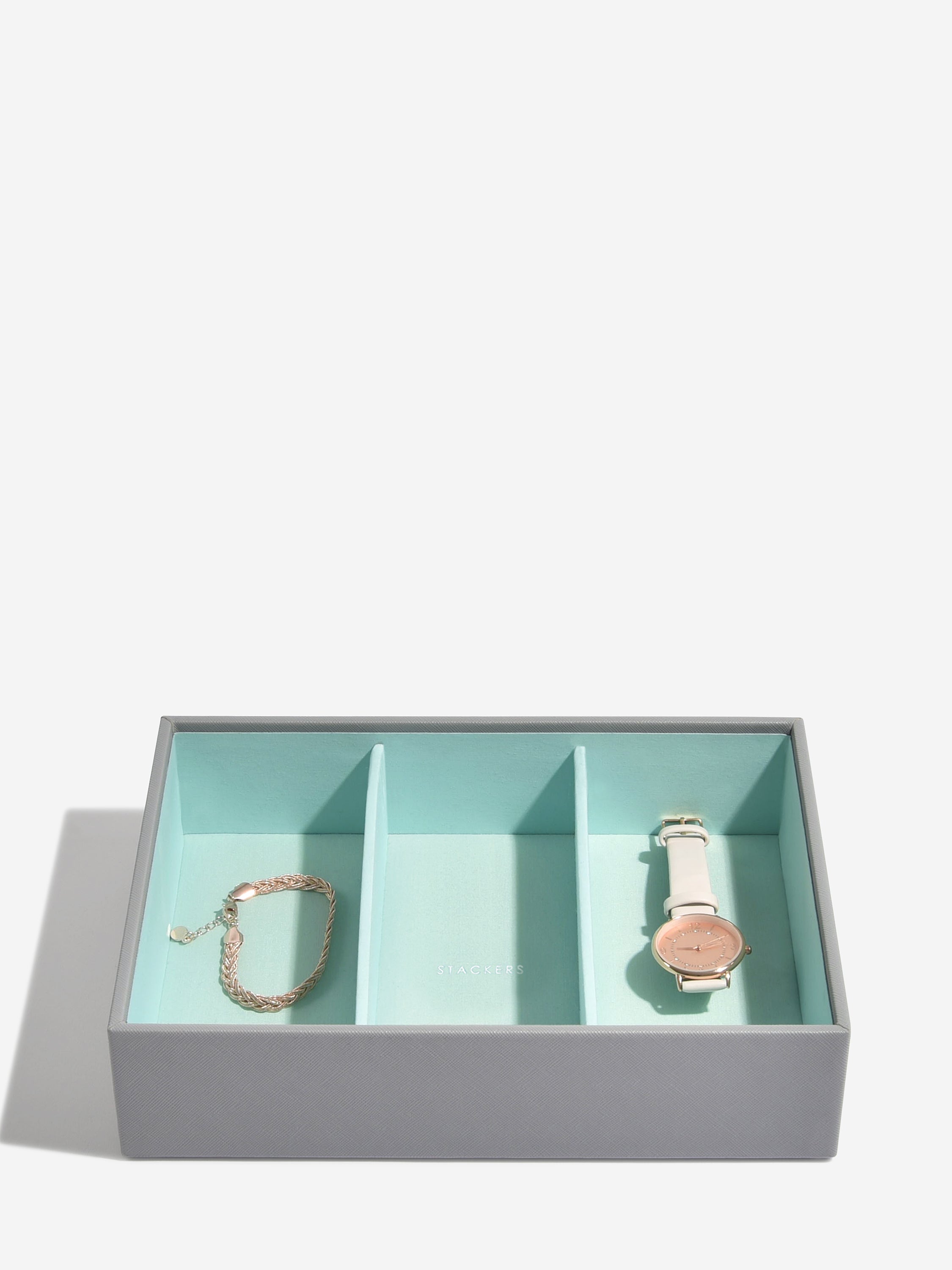 Stackers Classic Boîte à Bijoux Lot de 3 Gris et Menthe