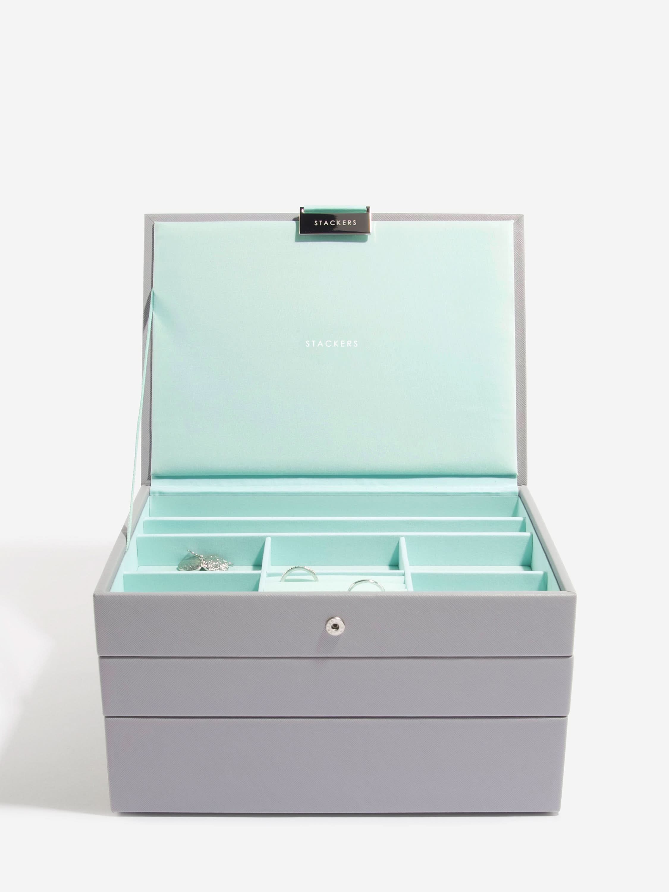Stackers Klassieke Juwelendoos Set van 3 Grijs & Munt - Mystackers