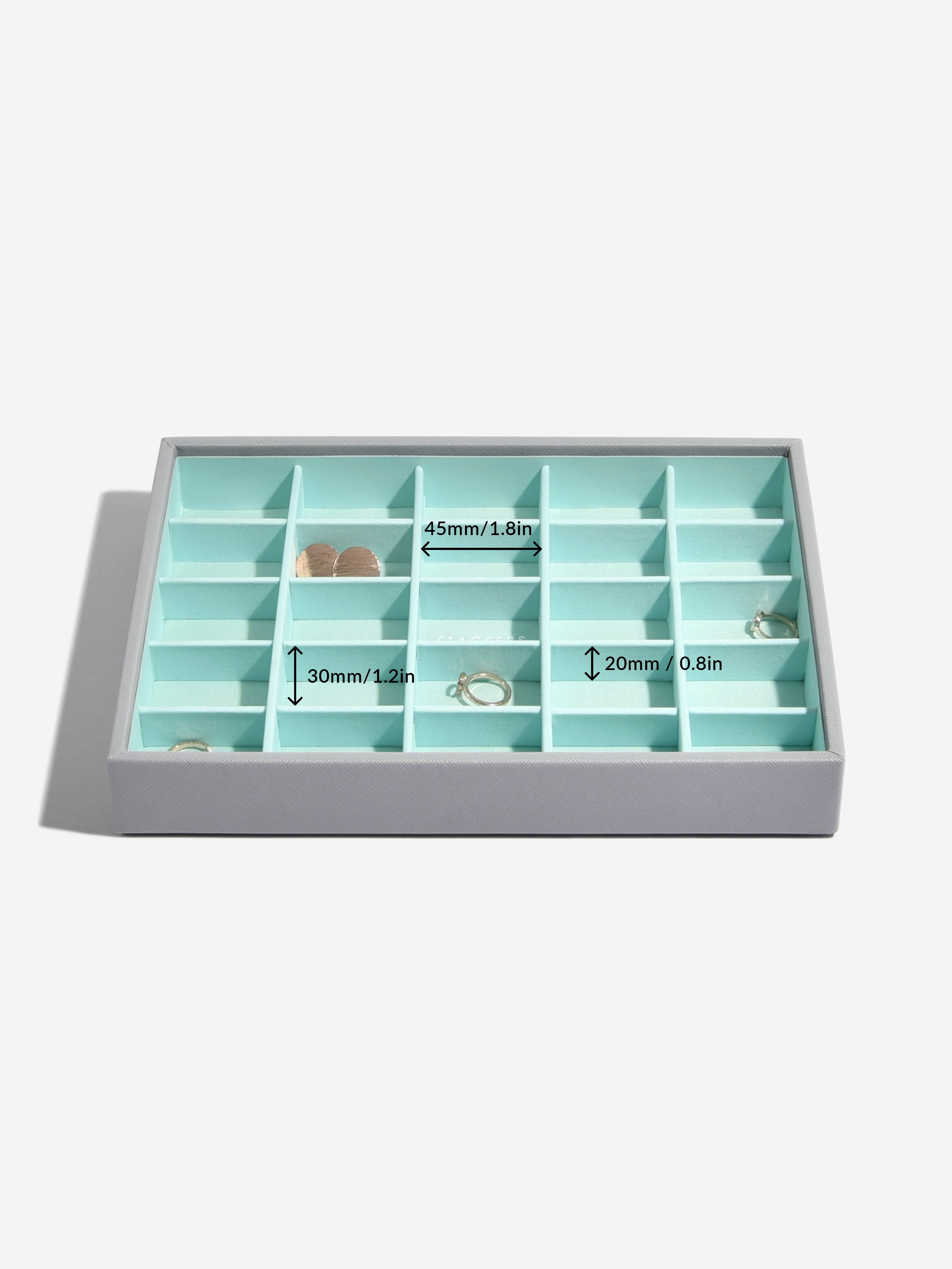 Stackers Classic Boîte à Bijoux Lot de 3 Gris et Menthe