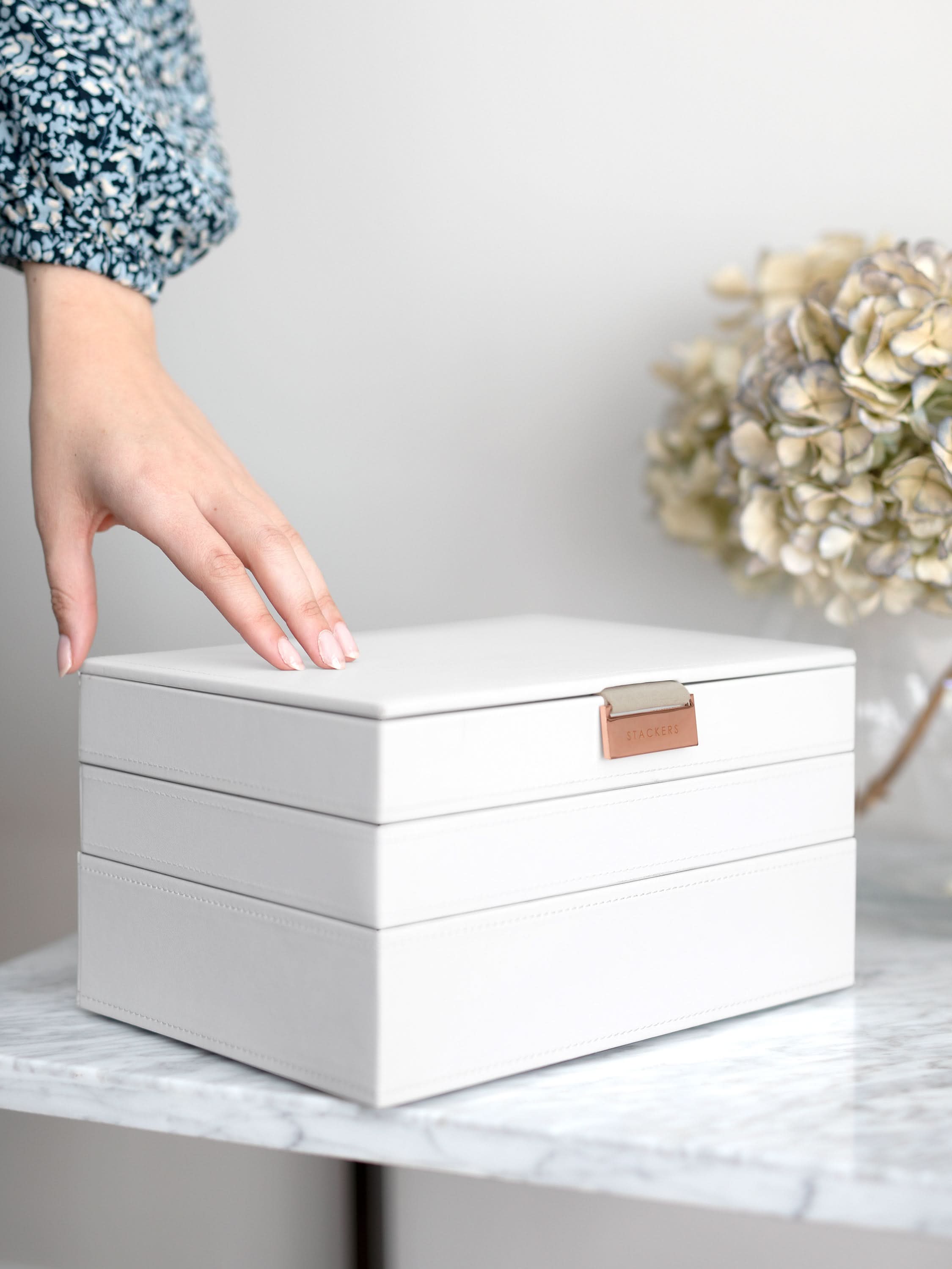 Stackers Klassieke Juwelendoos Set van 3 Wit & Roségoud - Mystackers