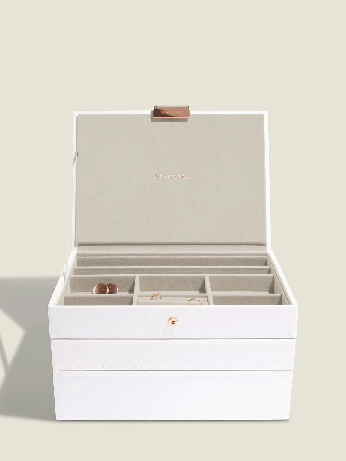 Stackers Classic Coffret à Bijoux Lot de 3 Blanc et Or Rose
