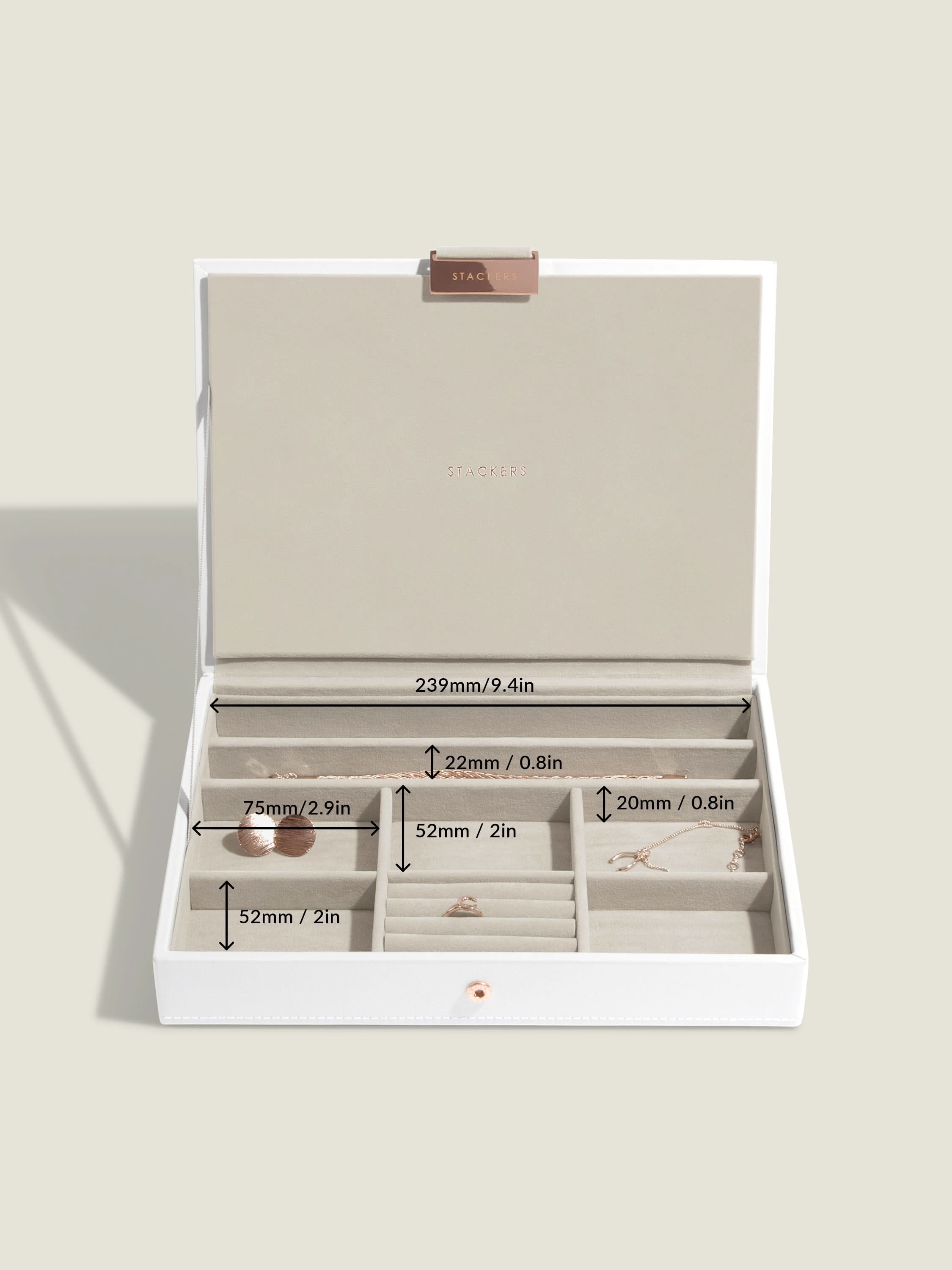 Stackers Klassieke Juwelendoos Set van 3 Wit & Roségoud - Mystackers