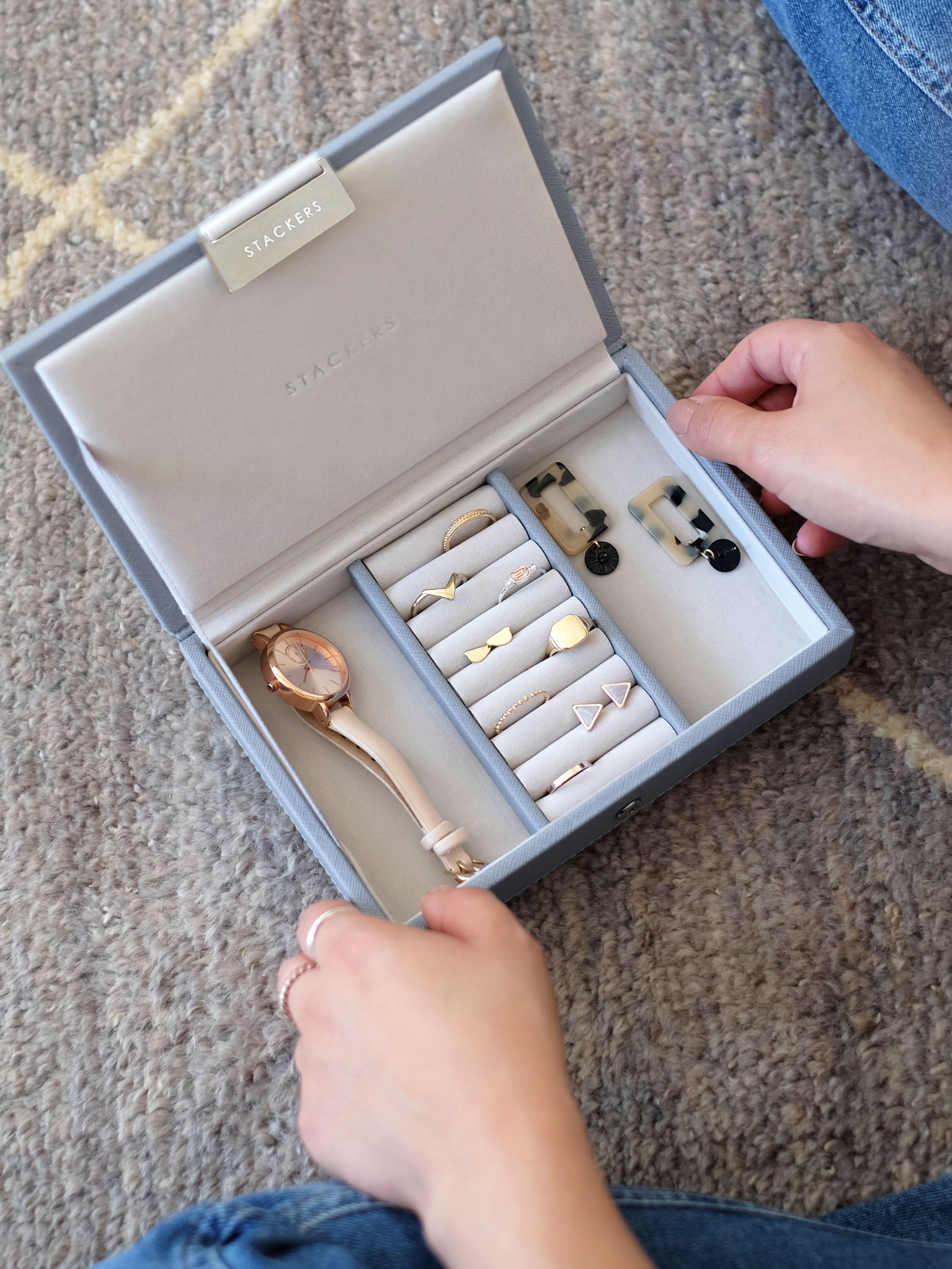 Stackers Deksel voor Mini Juwelendoos Blauw - Mystackers