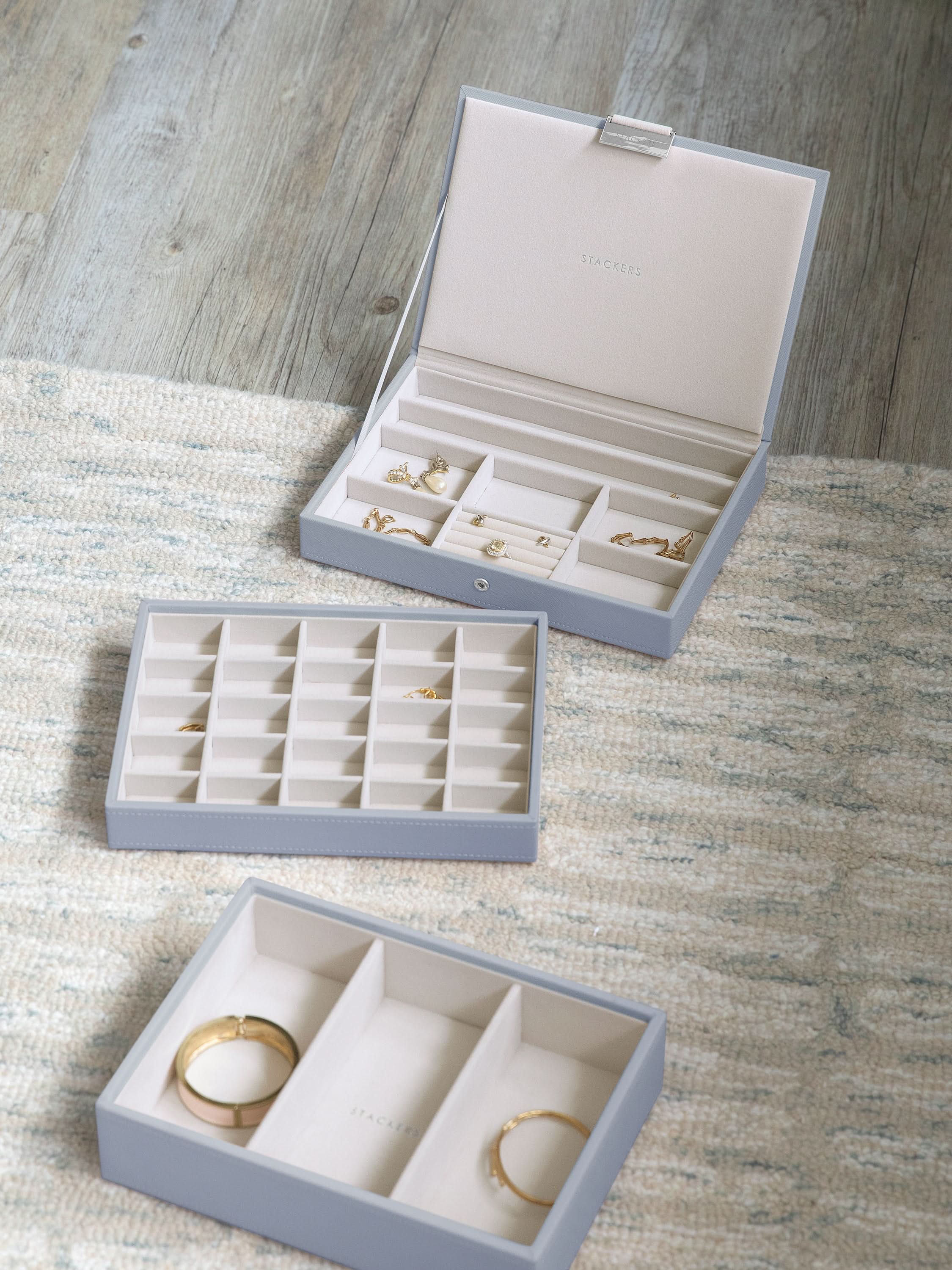 Stackers Klassieke Juwelendoos Set van 3 Blauw - Mystackers