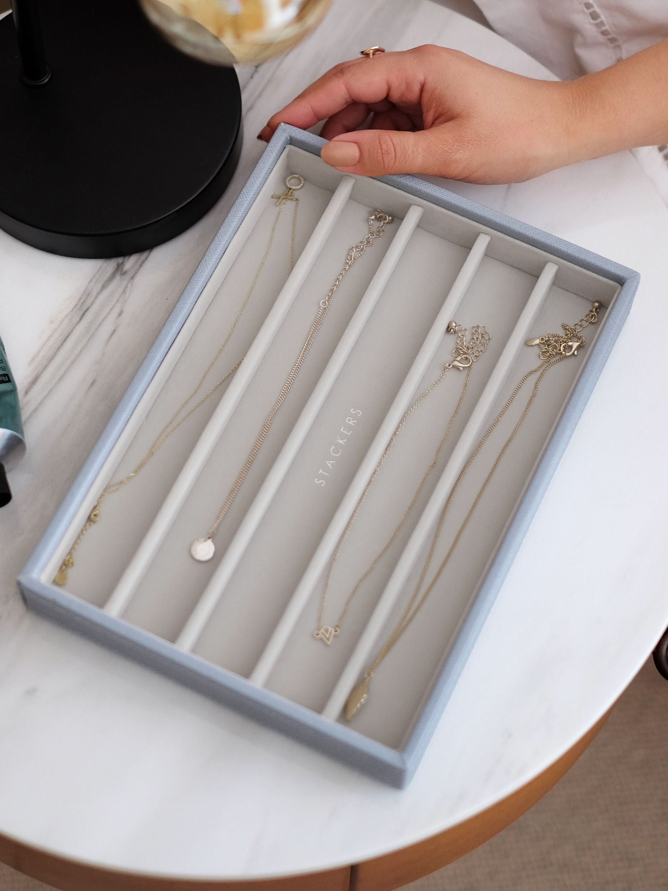 Stackers Halskettingenlaag voor Klassieke Juwelendoos Blauw - Mystackers