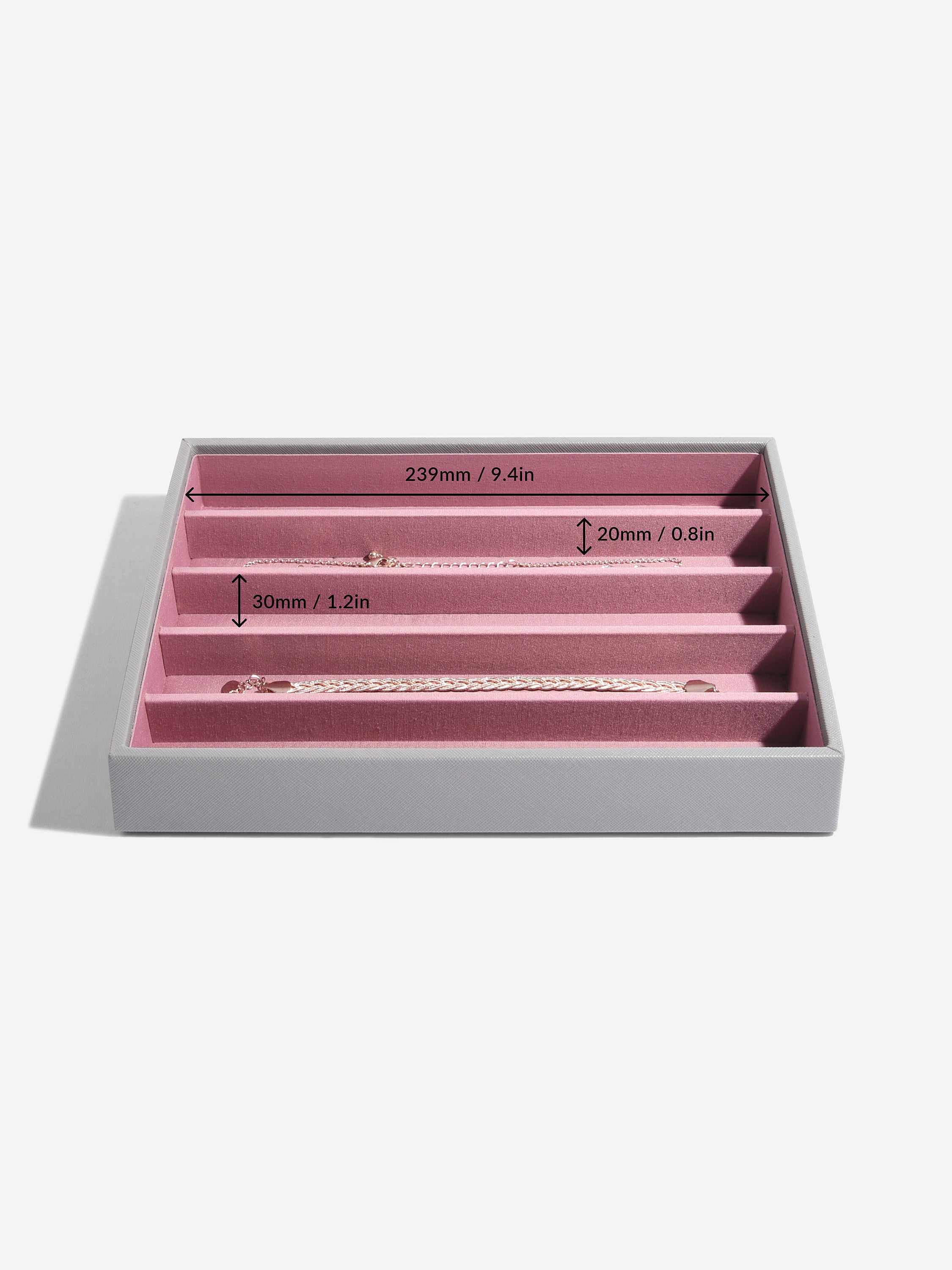 Stackers Halskettingenlaag voor Klassieke Juwelendoos Grijs & Roze