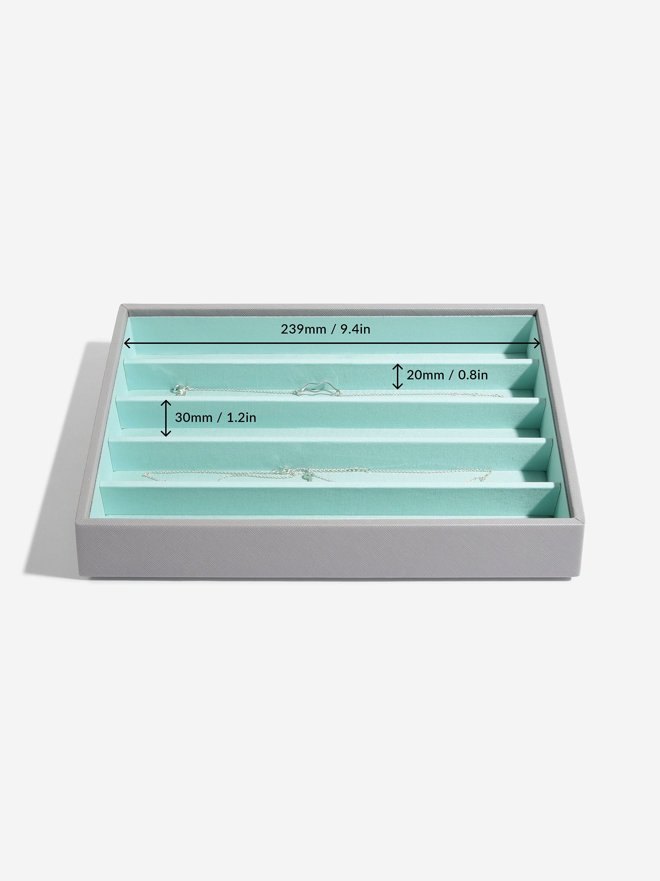 Stackers Halskettingenlaag voor Klassieke Juwelendoos Grijs & Munt - Mystackers