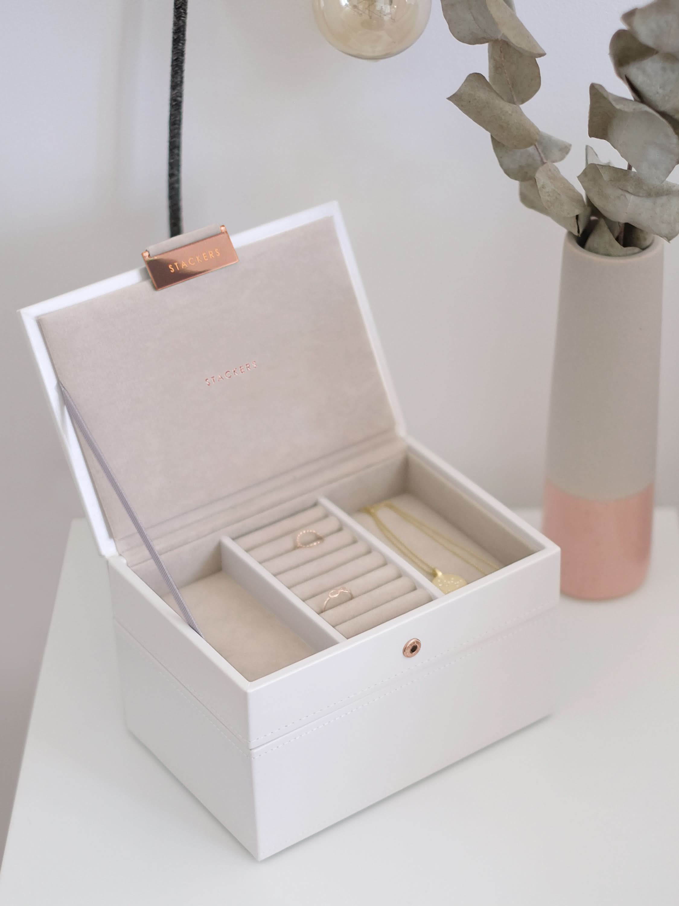 Stackers Mini Juwelendoos Set van 2 Wit & Roze - Mystackers