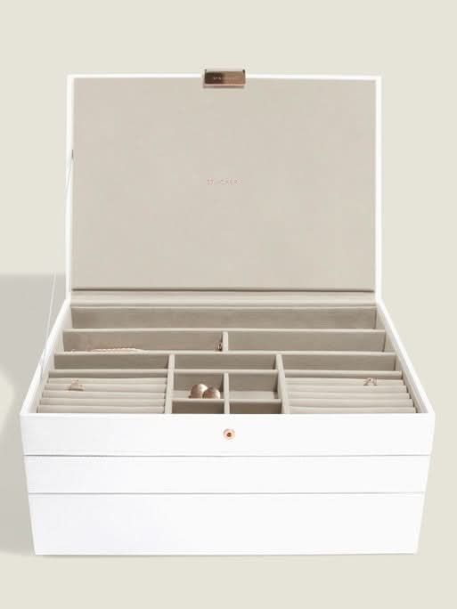 Stackers XL Juwelendoos set van 3 Wit & Roze - Mystackers