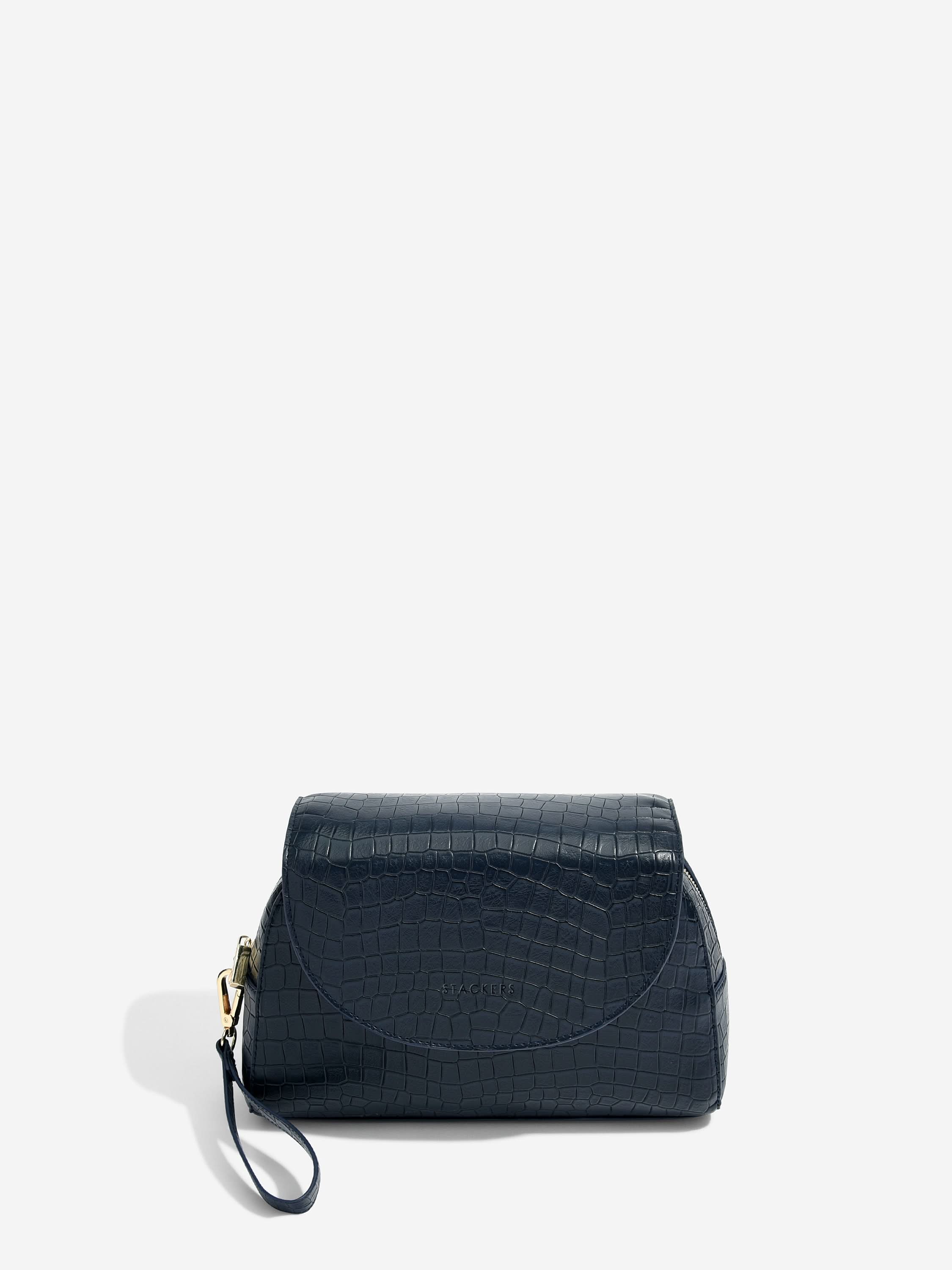 Stackers Trousse à maquillage imprimé crocodile Noir