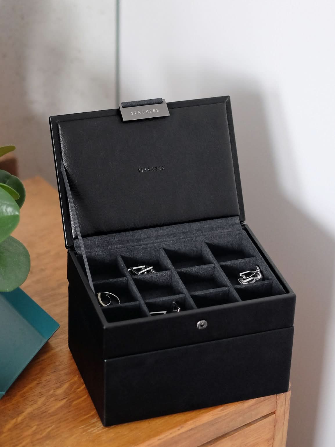 Stackers Mini Set van 2 - Horloge- & Manchetknopendoosje Zwart - Mystackers