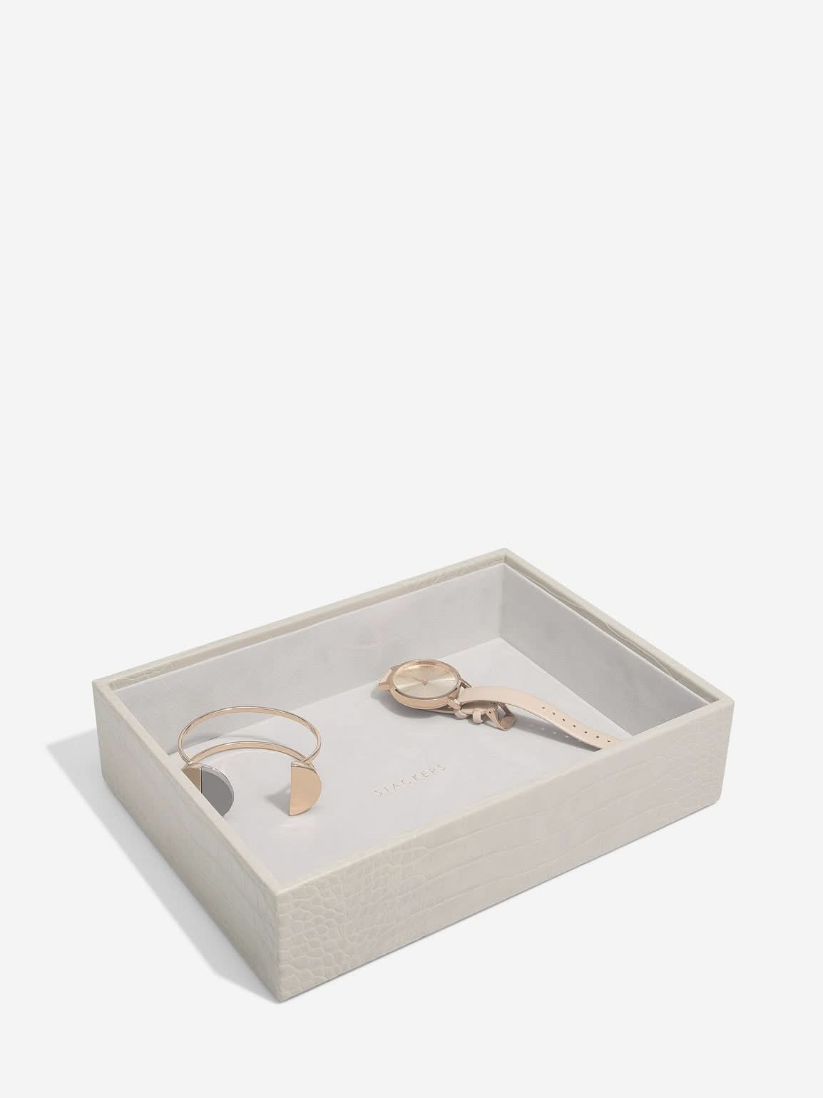 Stackers diepe Sieradenlaag voor Klassieke Juwelendoos Grijs Croco - Mystackers