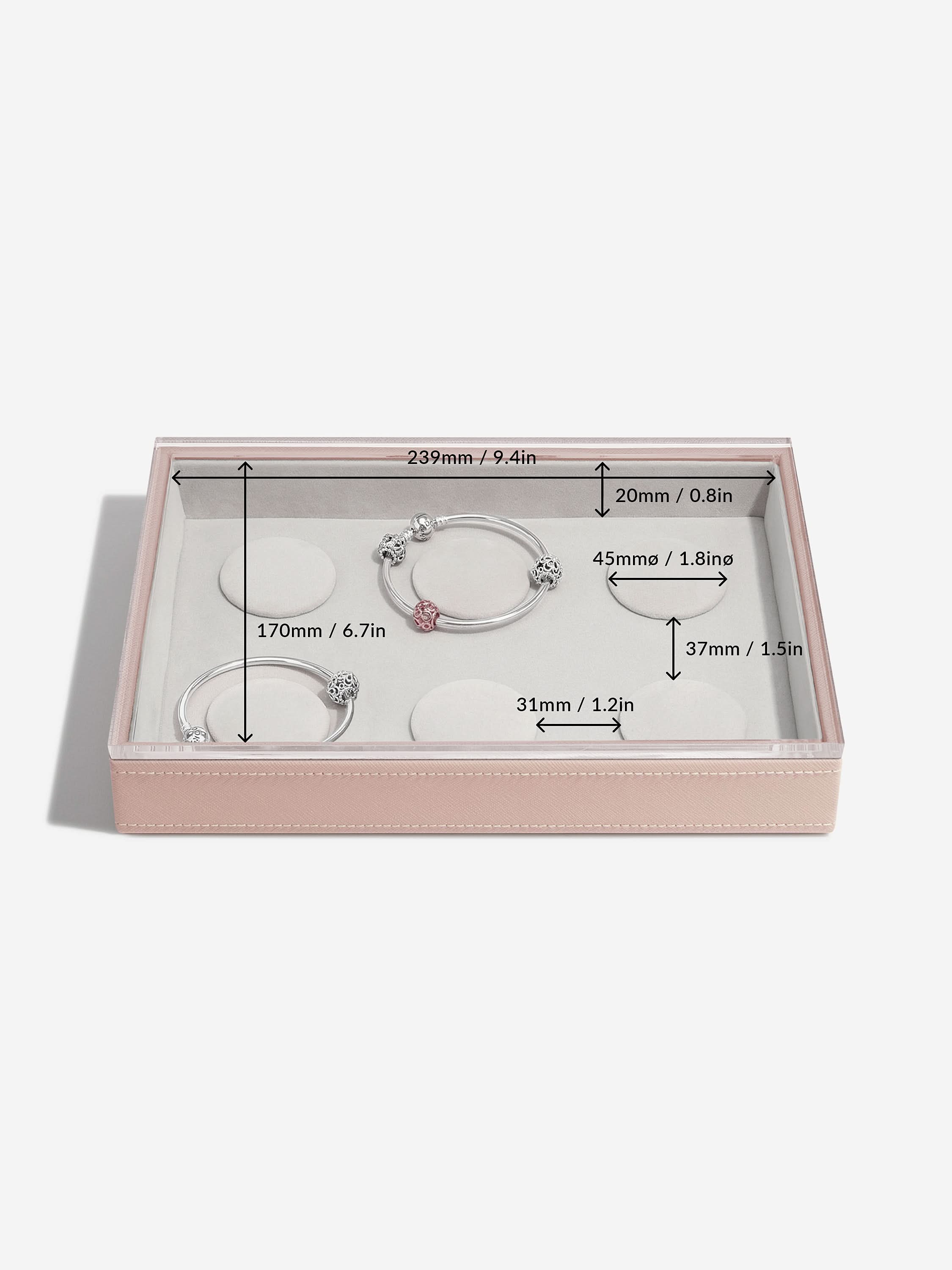 Stackers Armbandenlaag + deksel voor Klassieke Juwelendoos Roze - Mystackers
