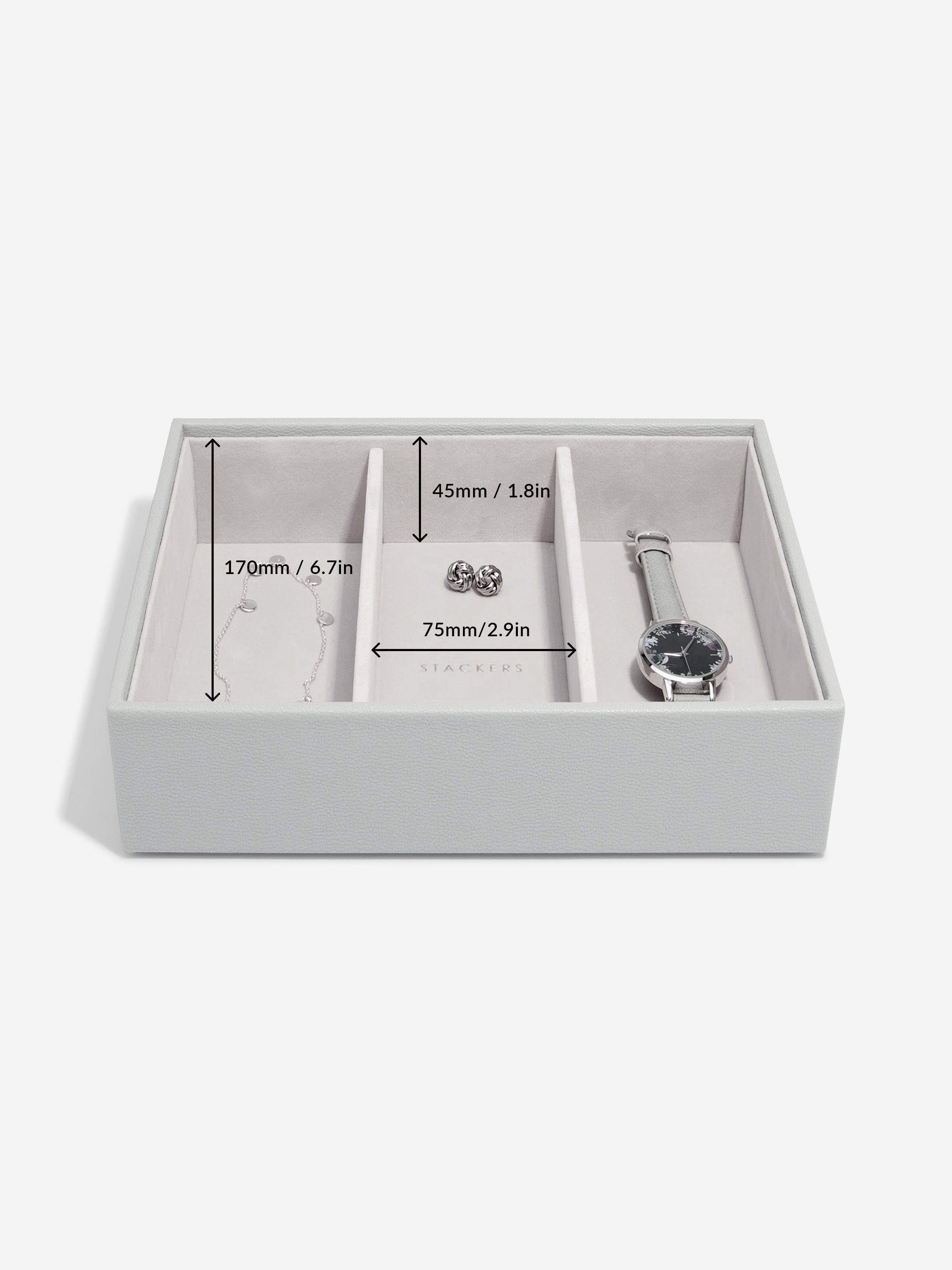 Stackers Horloge & Accessoirelaag voor Klassieke Juwelendoos Grijs