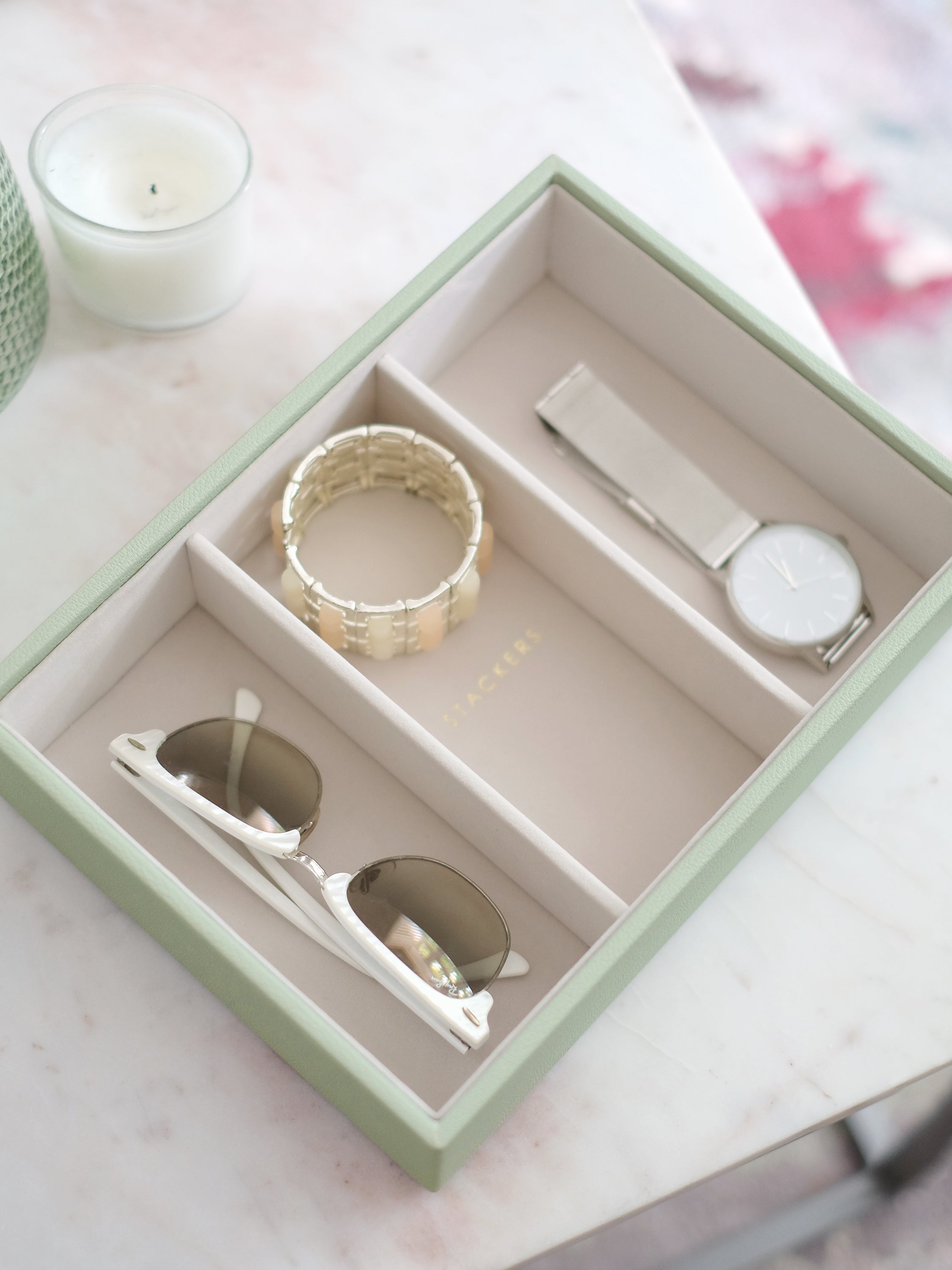 Stackers Compartiment pour montre et accessoires pour boîte à bijoux classique Vert sauge