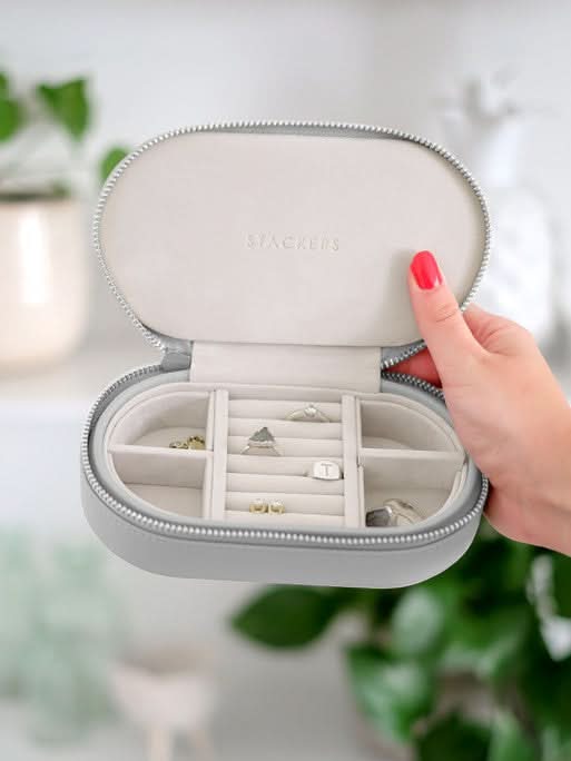 Stackers Ovale Travel Jewellery Box Grijs - Mystackers