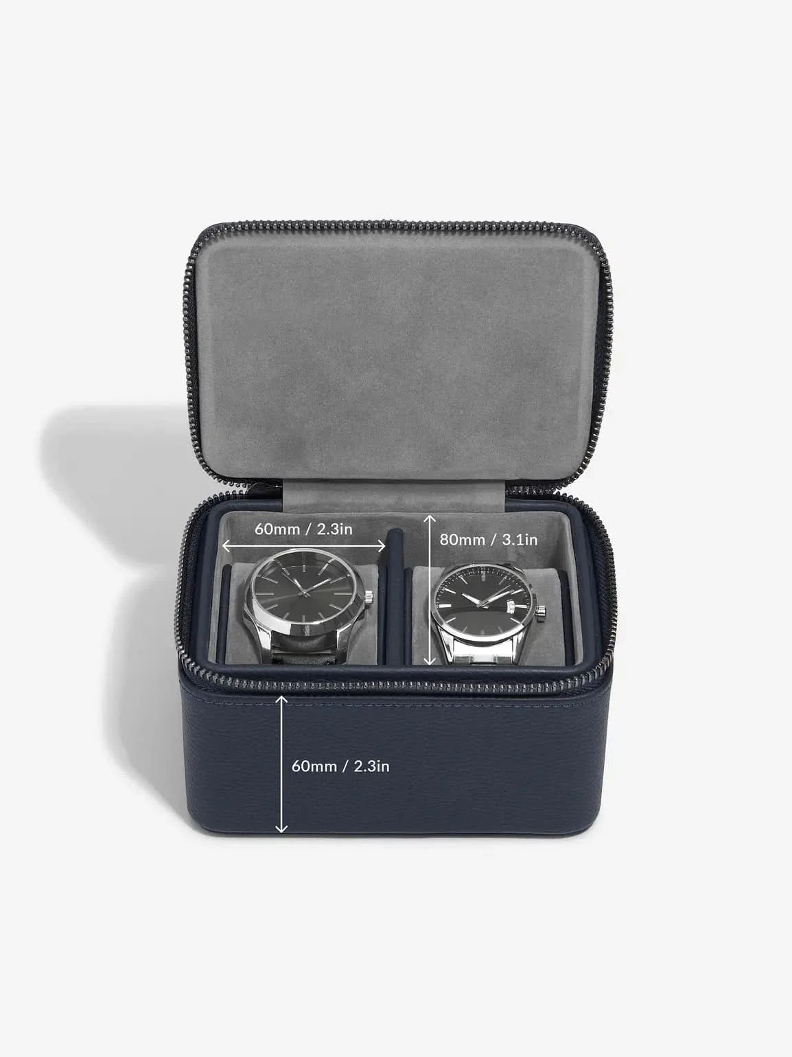 Stackers Horlogebox met dubbele rits Marineblauw - Mystackers