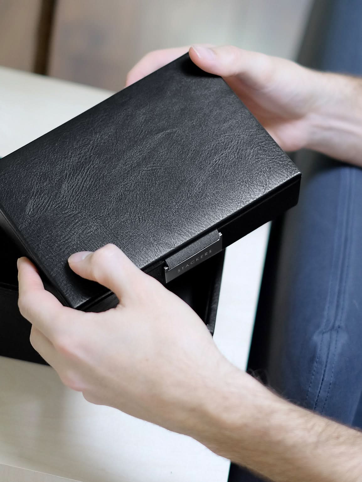 Stackers Mini Manchetknopendoosje met deksel Zwart - Mystackers