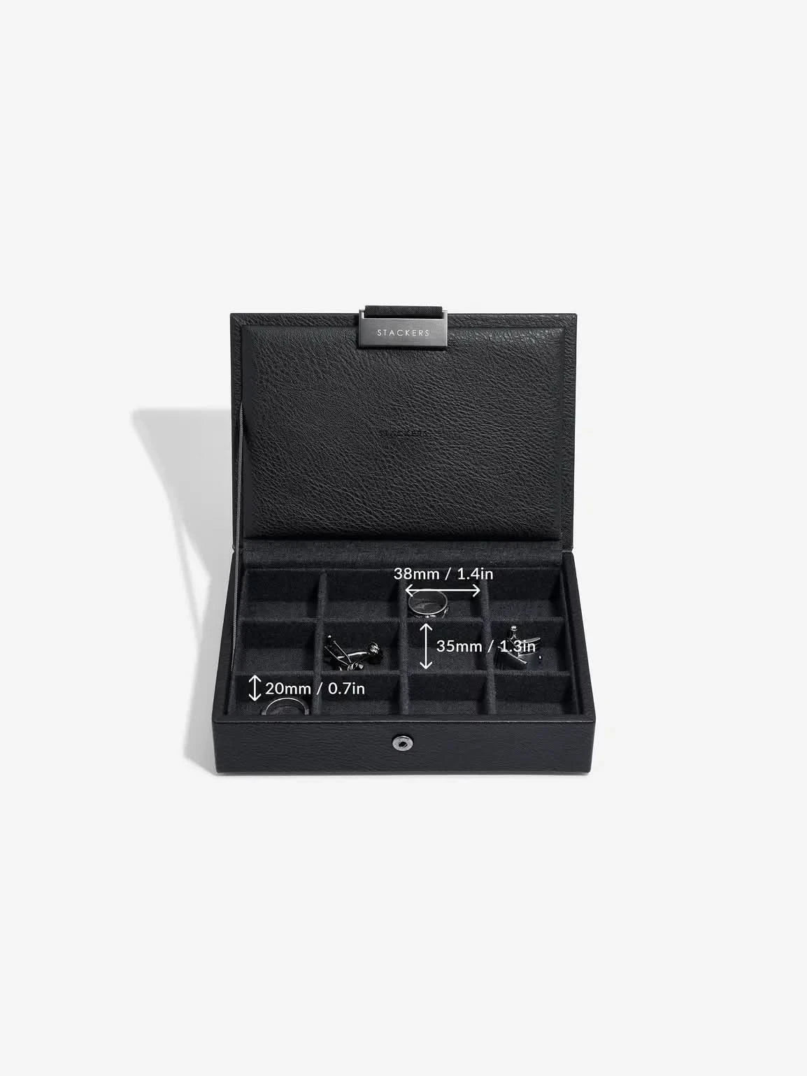 Stackers Mini Manchetknopendoosje met deksel Zwart - Mystackers