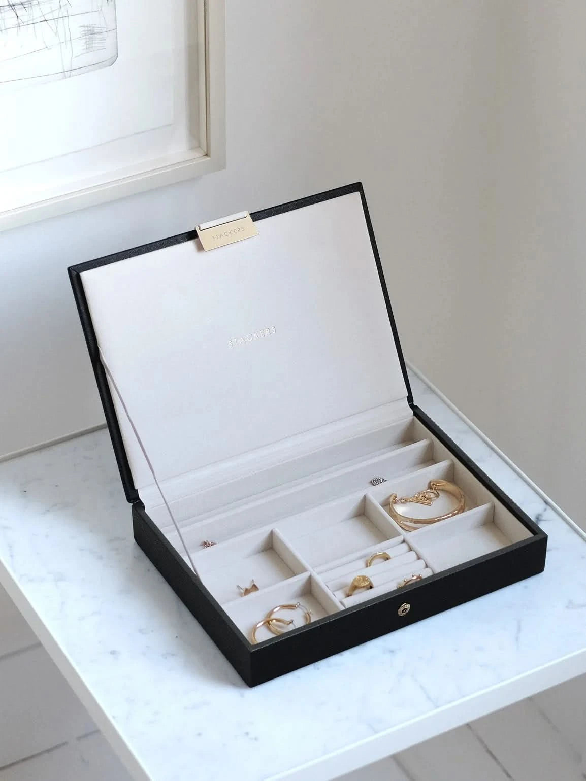 Stackers Deksel voor Klassieke Juwelendoos Zwart - Mystackers