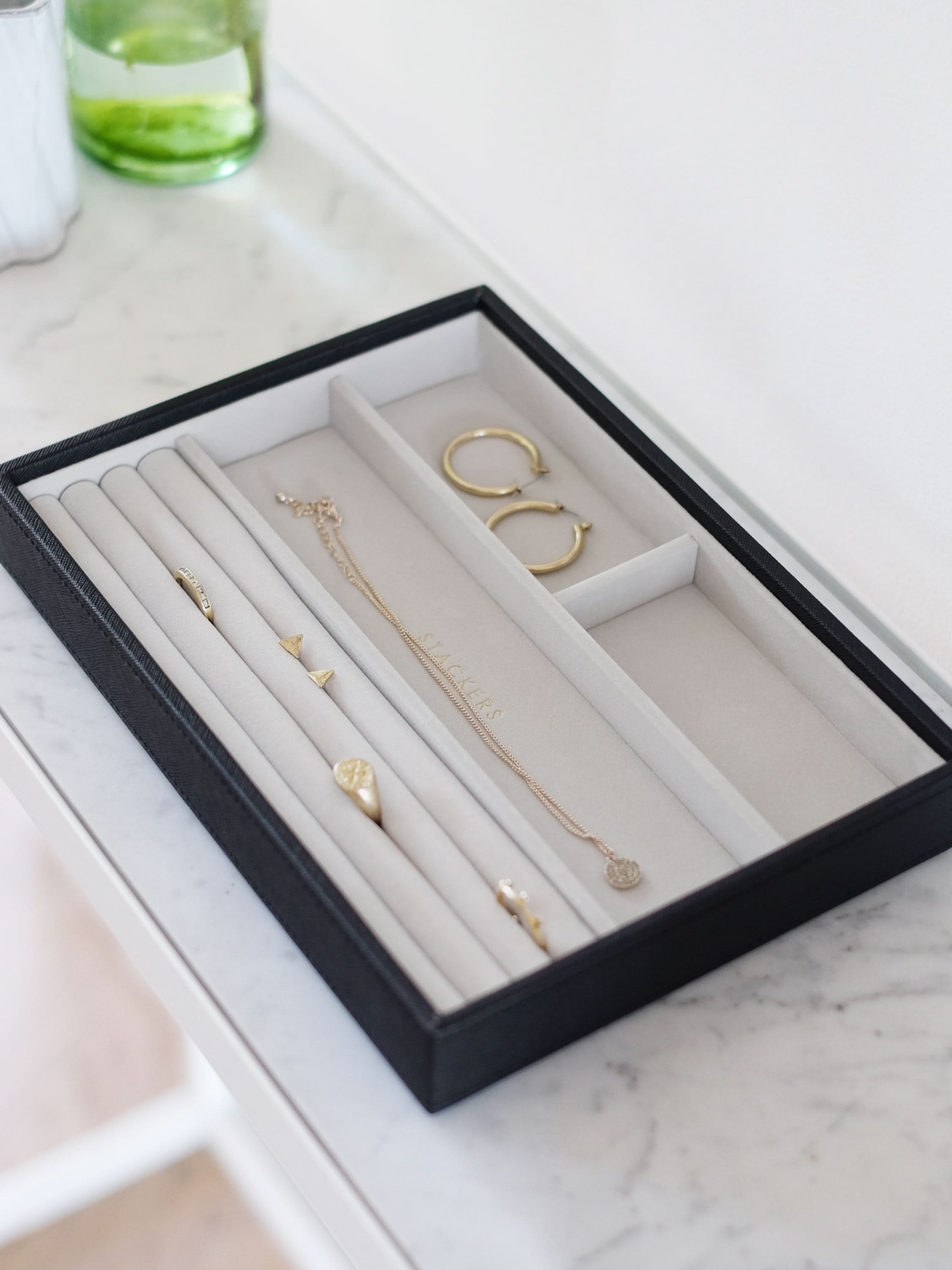 Stackers Ring & Armbandenlaag voor Klassieke Juwelendoos Zwart - Mystackers