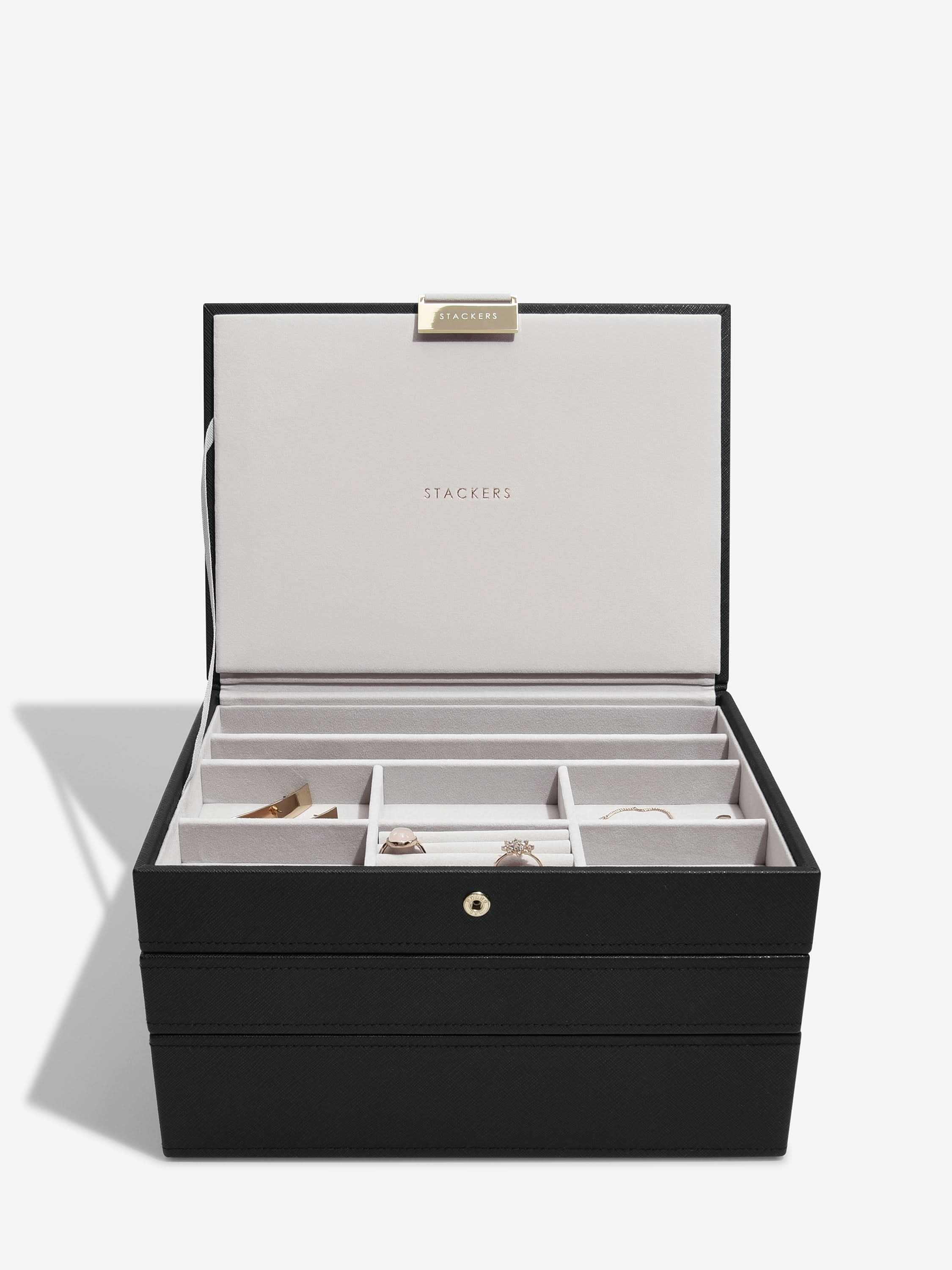 Stackers Klassieke Juwelendoos Set van 3 Zwart - Mystackers