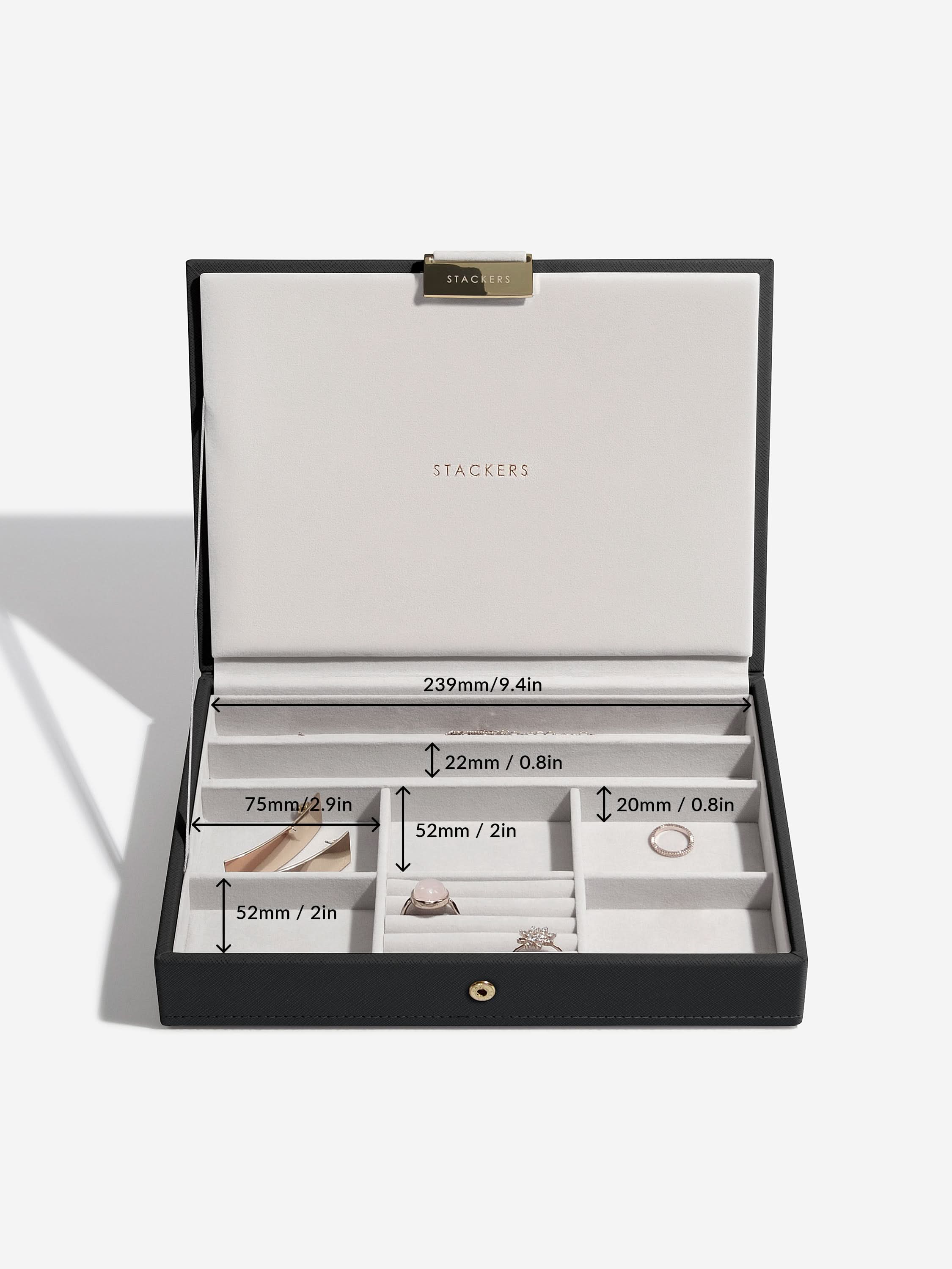 Stackers Klassieke Juwelendoos Set van 3 Zwart - Mystackers