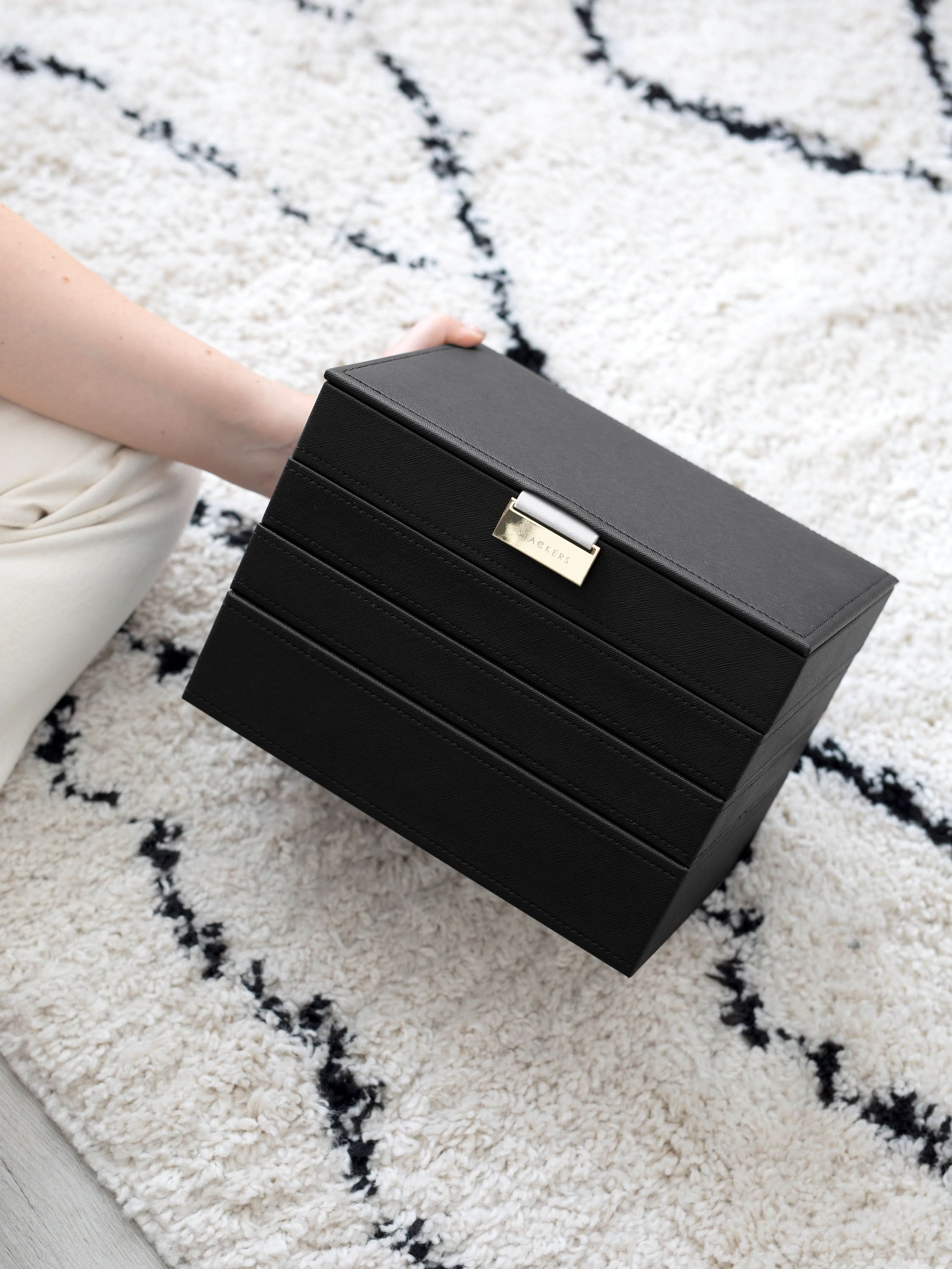 Stackers Klassieke Juwelendoos Set van 4 Zwart - Mystackers