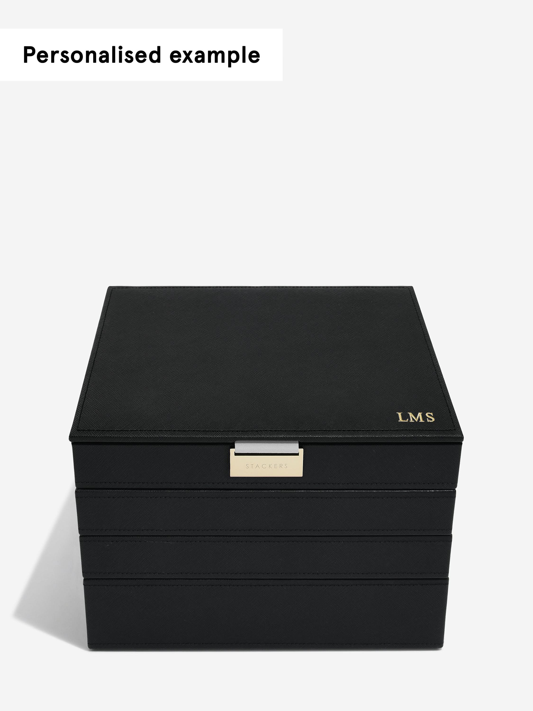 Stackers Klassieke Juwelendoos Set van 4 Zwart - Mystackers
